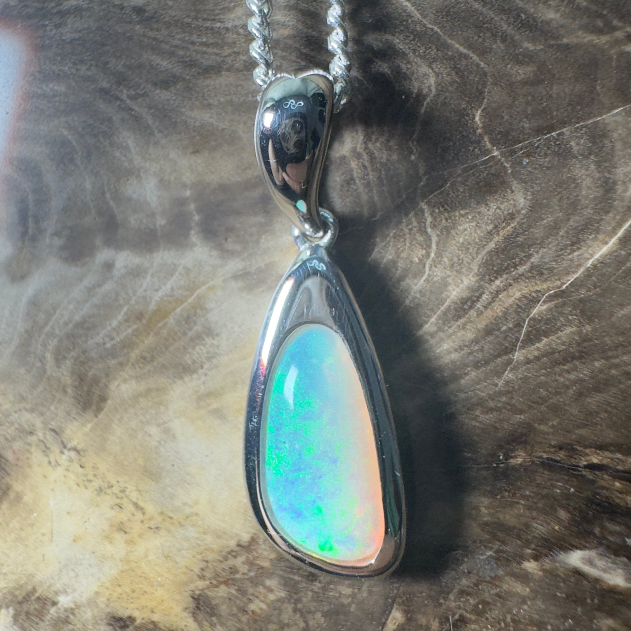 Desert Sky Line ~ 1.3ct Coober Pedy Opal 925 Silver Pendant