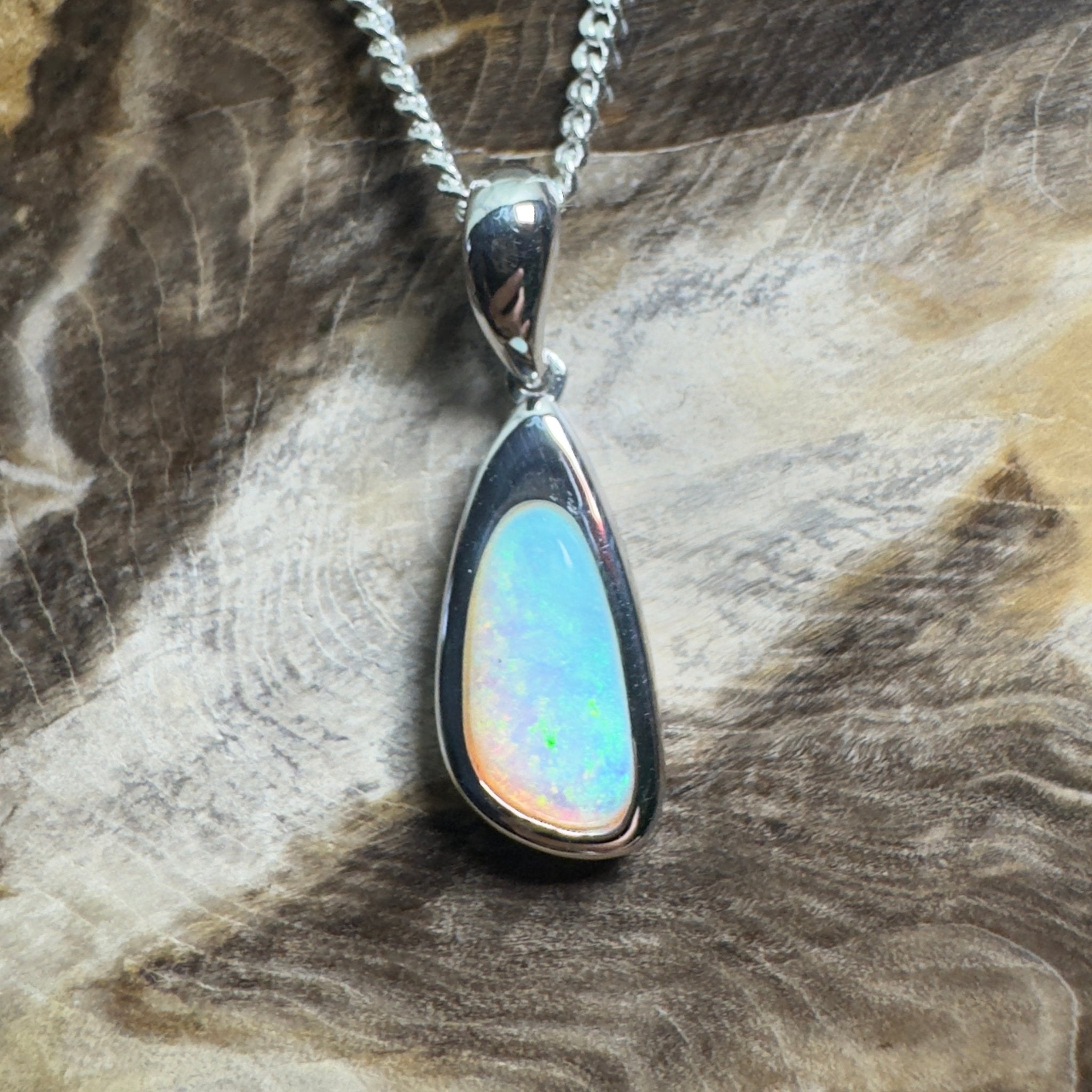 Desert Sky Line ~ 1.3ct Coober Pedy Opal 925 Silver Pendant