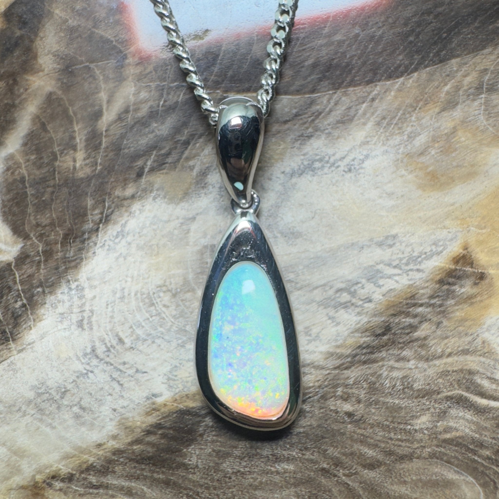 Desert Sky Line ~ 1.3ct Coober Pedy Opal 925 Silver Pendant