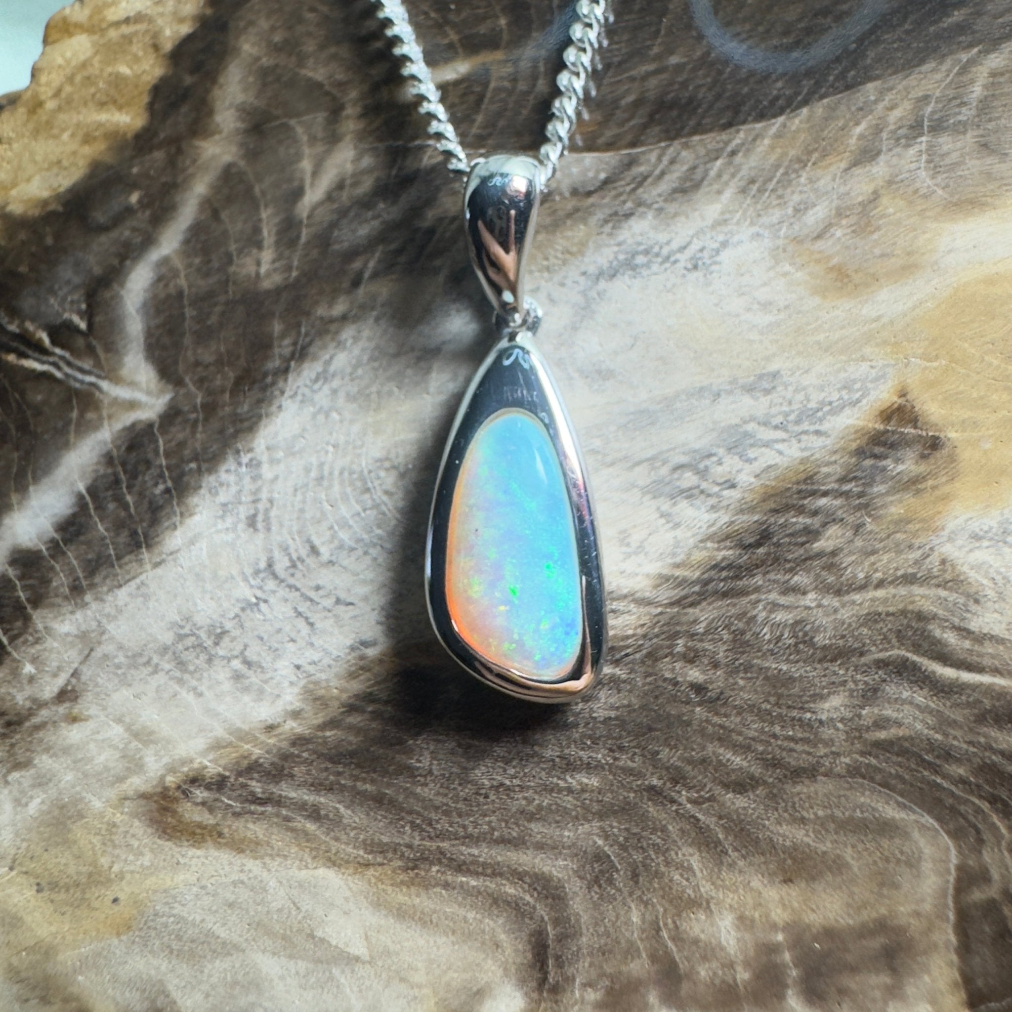 Desert Sky Line ~ 1.3ct Coober Pedy Opal 925 Silver Pendant
