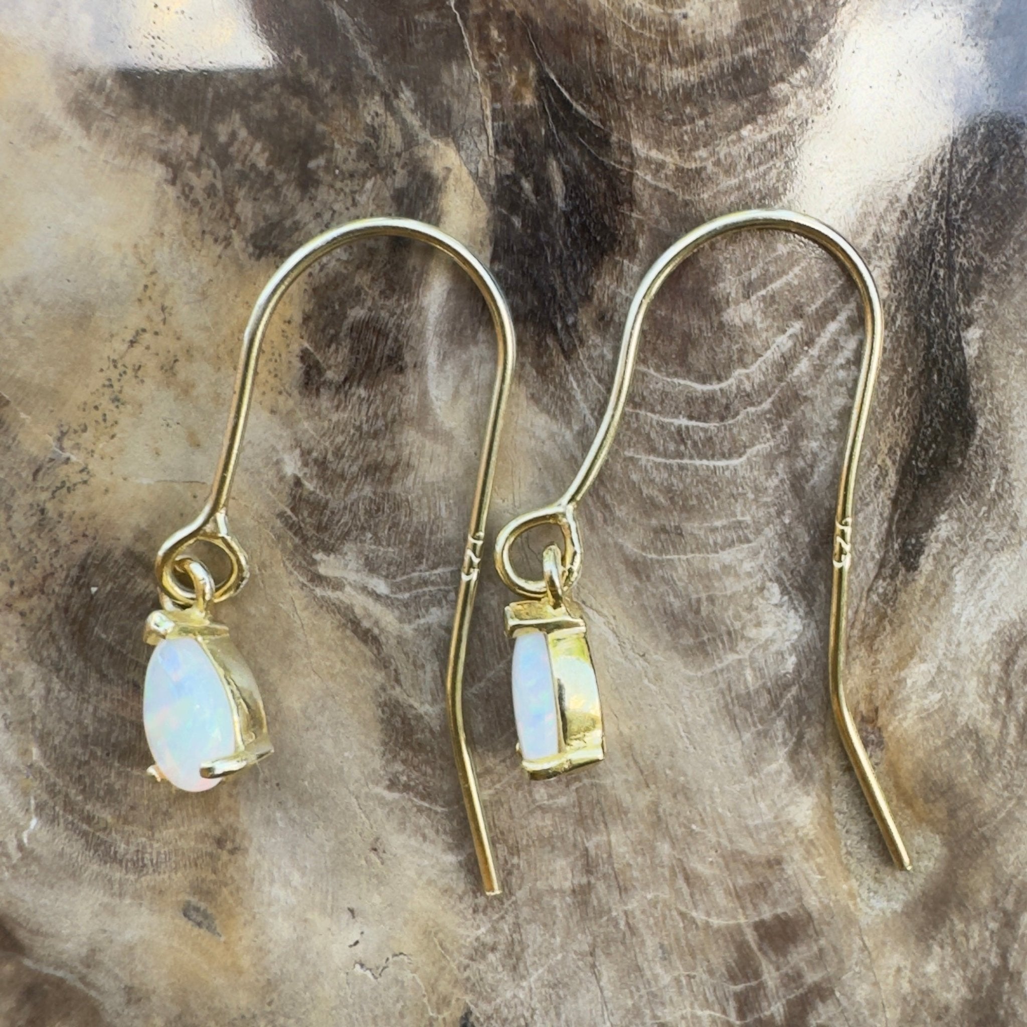 Desert Willow ~ 0.5ct Coober Pedy Crystal Opal Yellow Gold Coated Sterling Silver Earrings