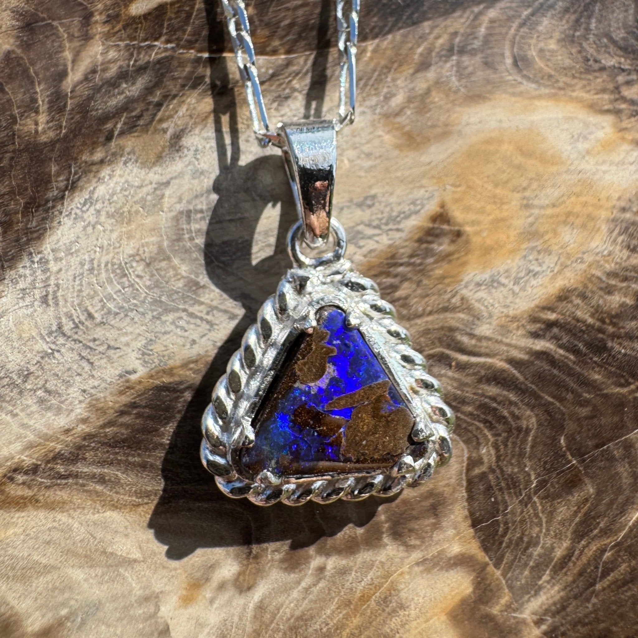 Diamantina Dusk ~ Queensland Boulder Opal 925 Sterling Silver Pendant Necklace