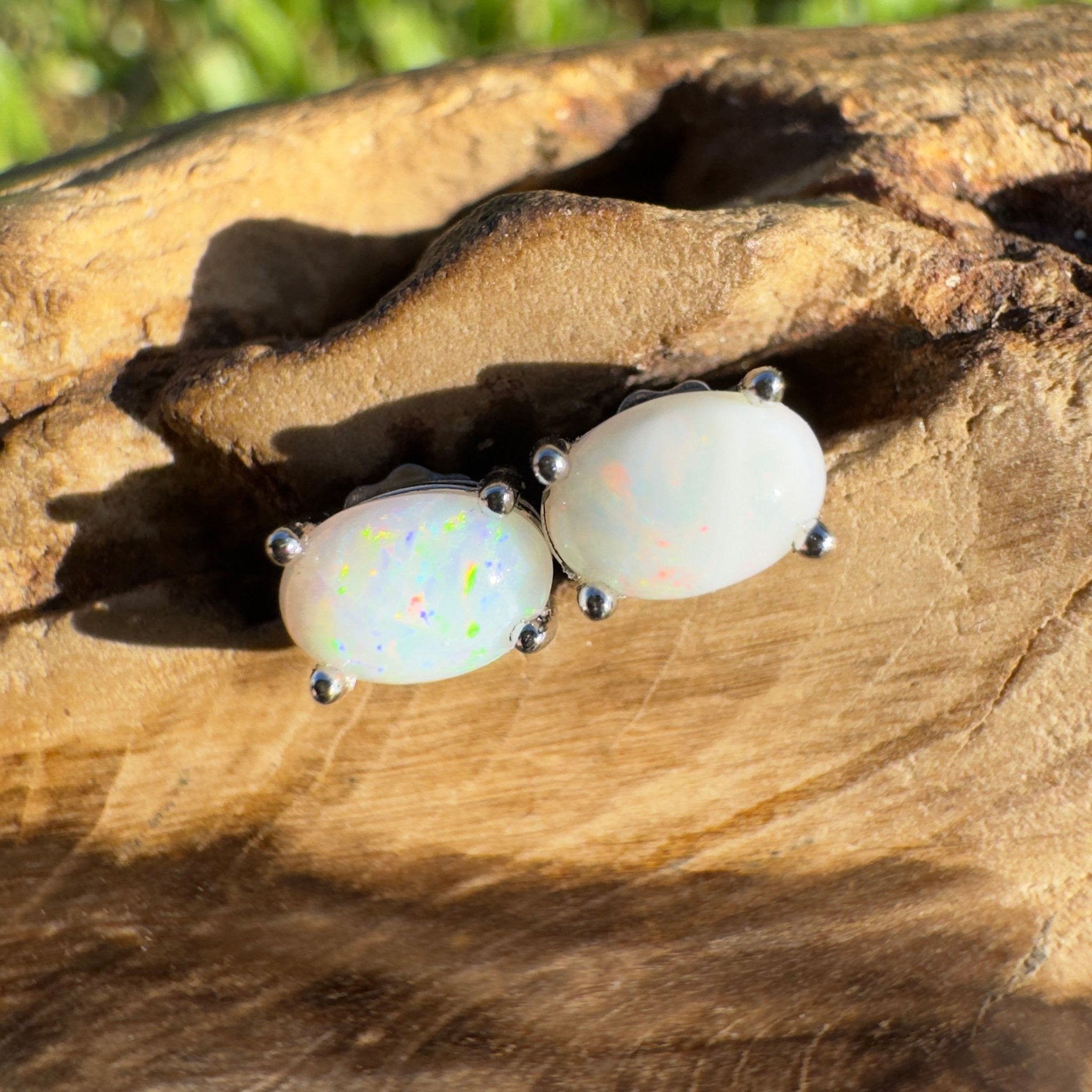Dirranbandi Lightplay ~ 0.6ct Coober Pedy Opal Sterling Silver Earrings