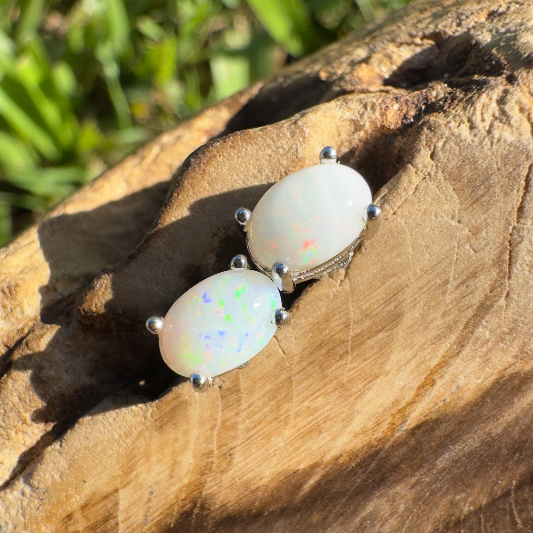 Dirranbandi Lightplay ~ 0.6ct Coober Pedy Opal Sterling Silver Earrings