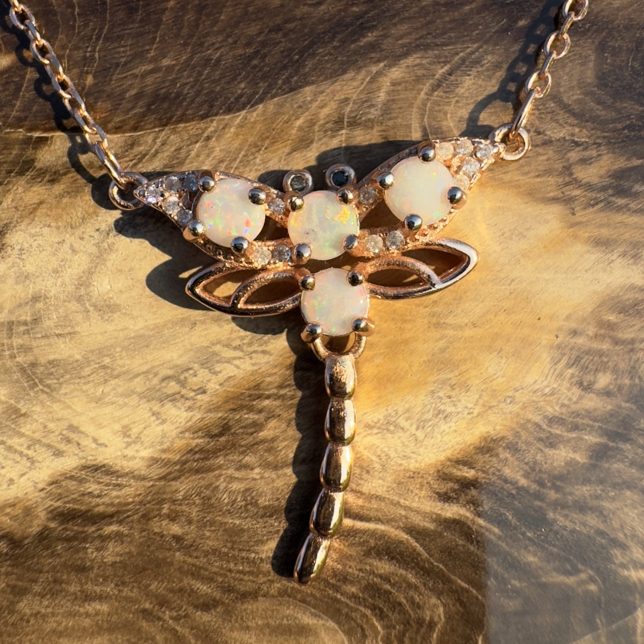 Dragonfly Dream ~ Handcrafted 1.2ct Coober Pedy Opal Dragonfly Pendant