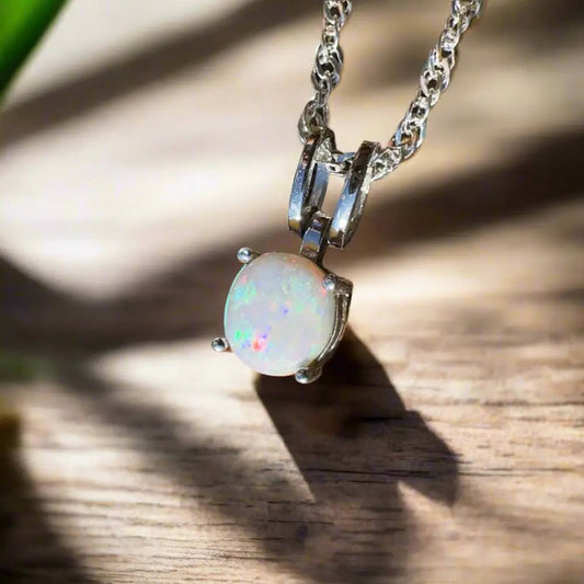 'Dreamtime Spirit' ~ Handcrafted 0.8ct Solid Lightning Ridge Opal 925 Sterling Silver Pendant Necklace