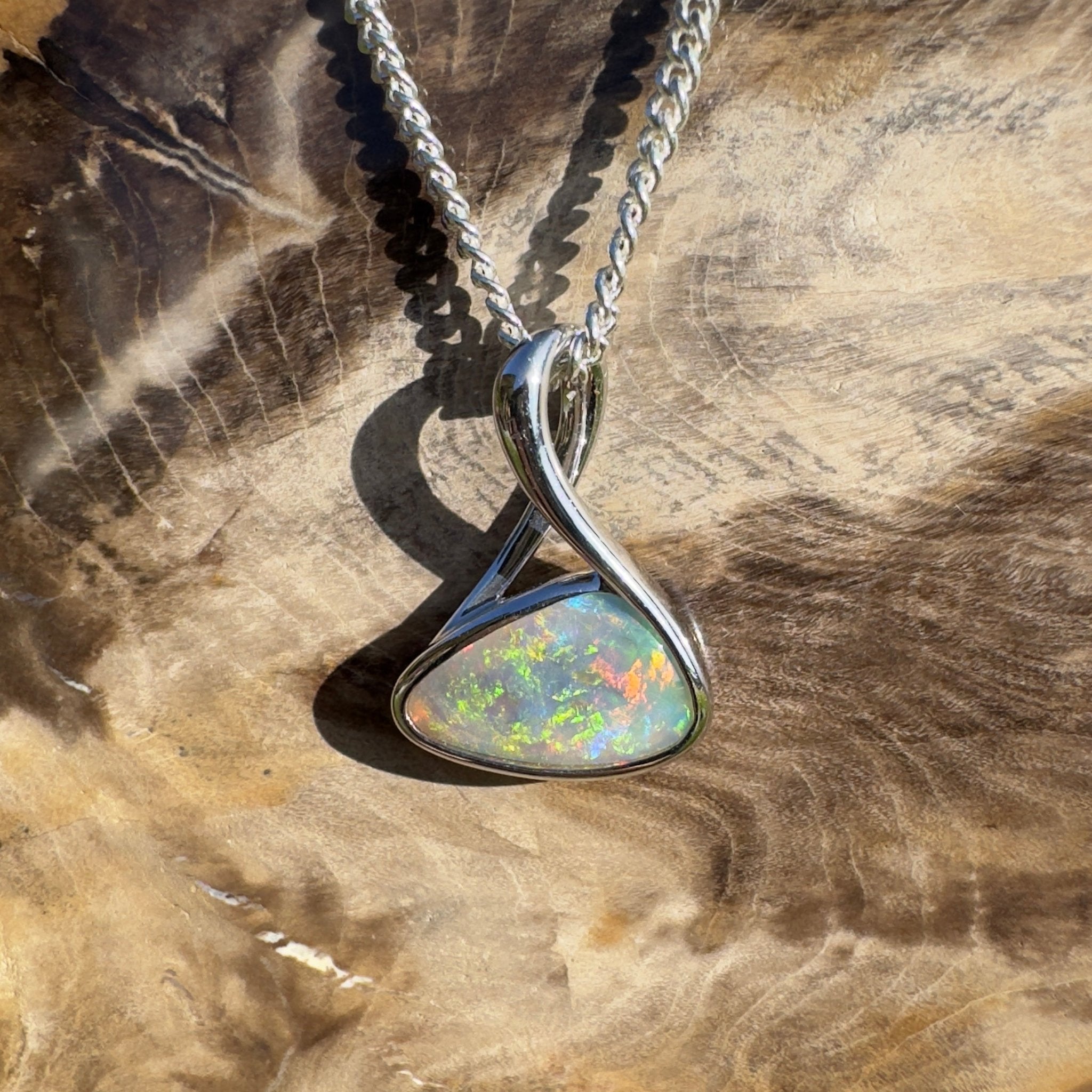 Dreamy Desert Mirage – 1.1ct Lightning Ridge Opal 925 Silver Pendant