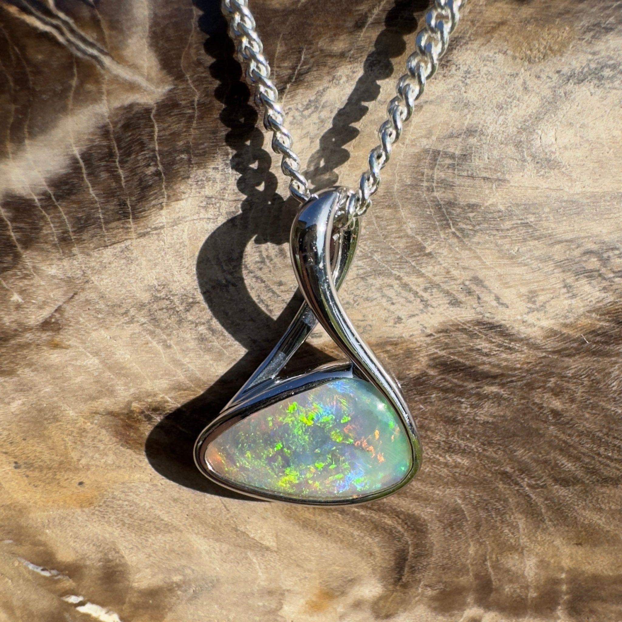 Dreamy Desert Mirage – 1.1ct Lightning Ridge Opal 925 Silver Pendant
