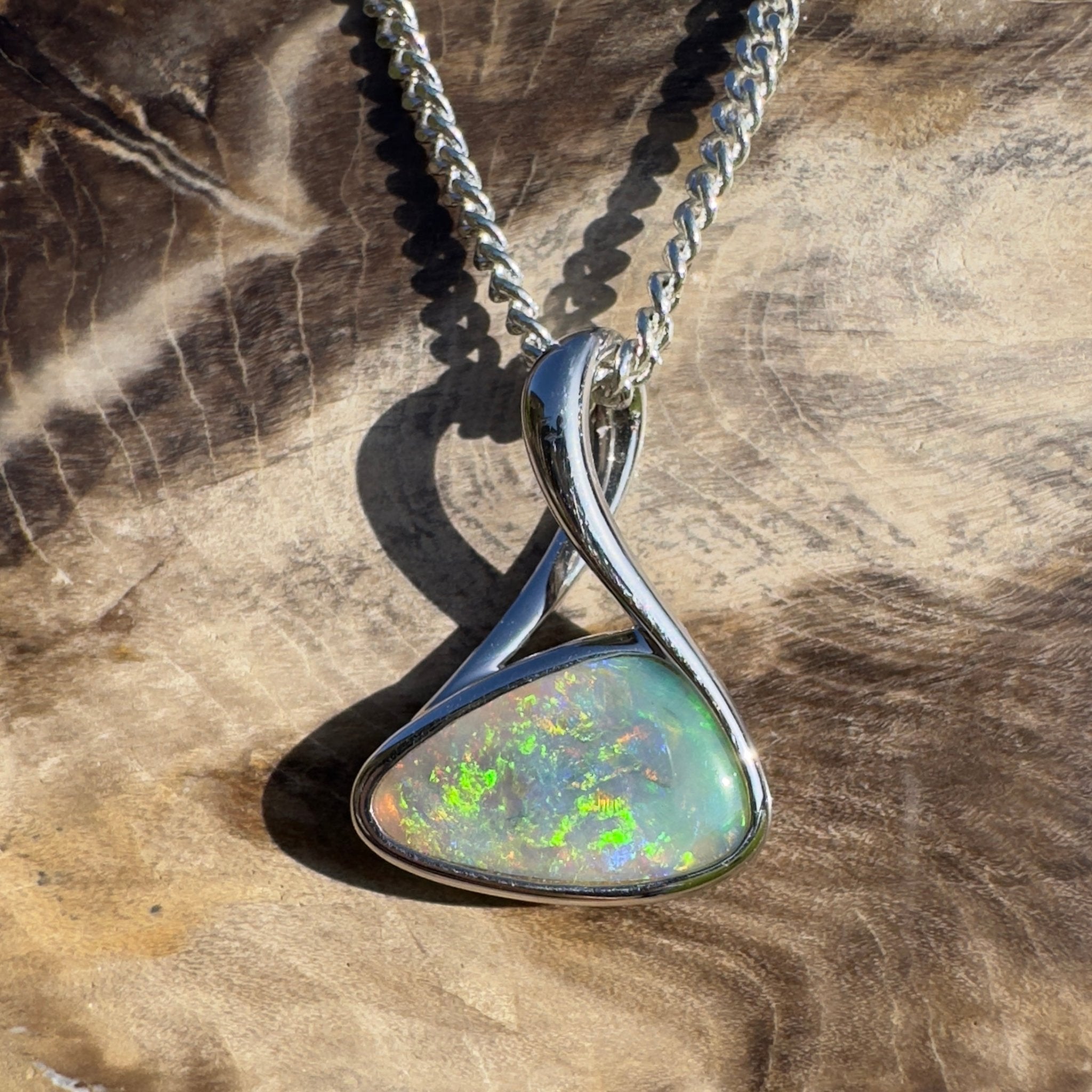 Dreamy Desert Mirage – 1.1ct Lightning Ridge Opal 925 Silver Pendant