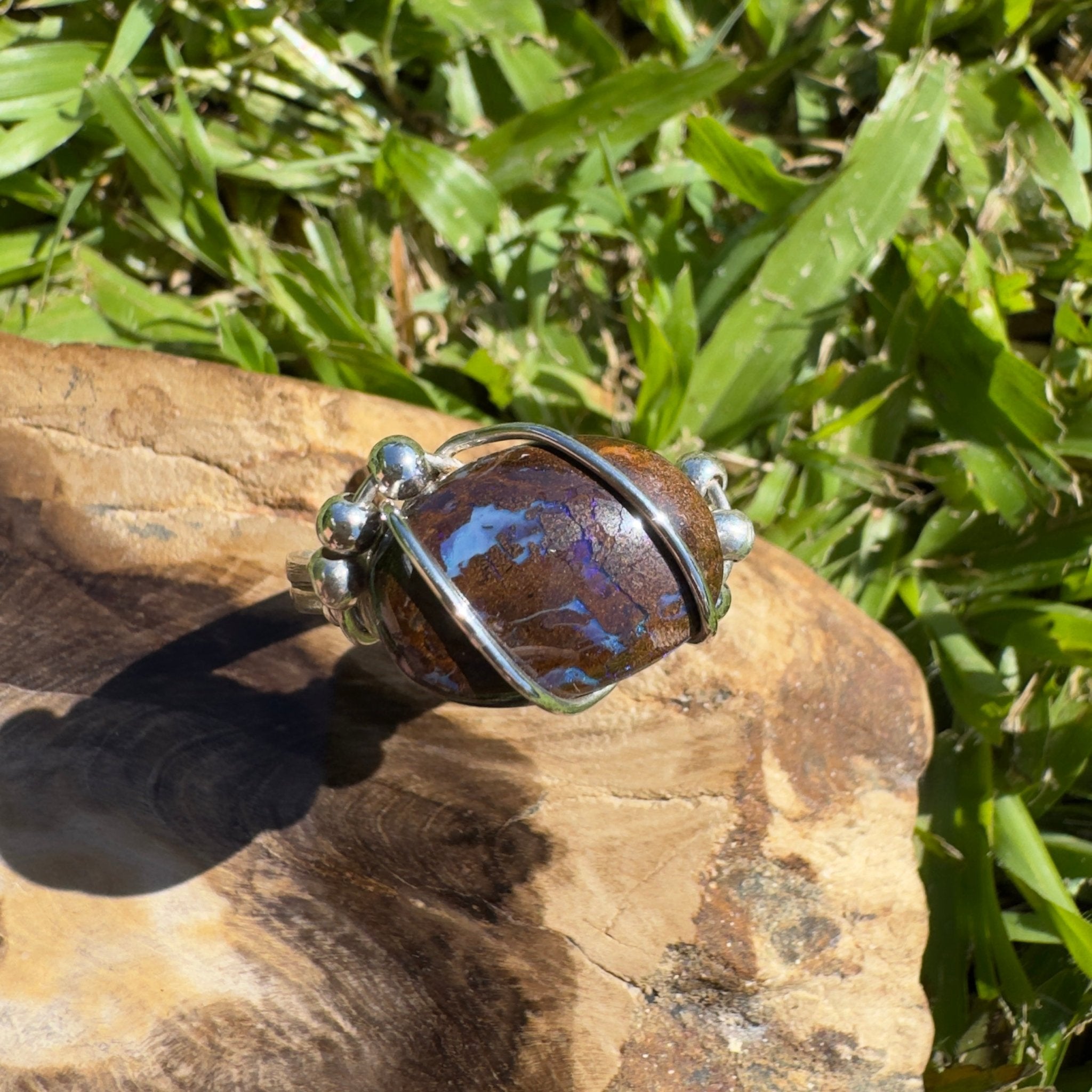 Earth Bind – 9.6ct Queensland Boulder Opal Ring