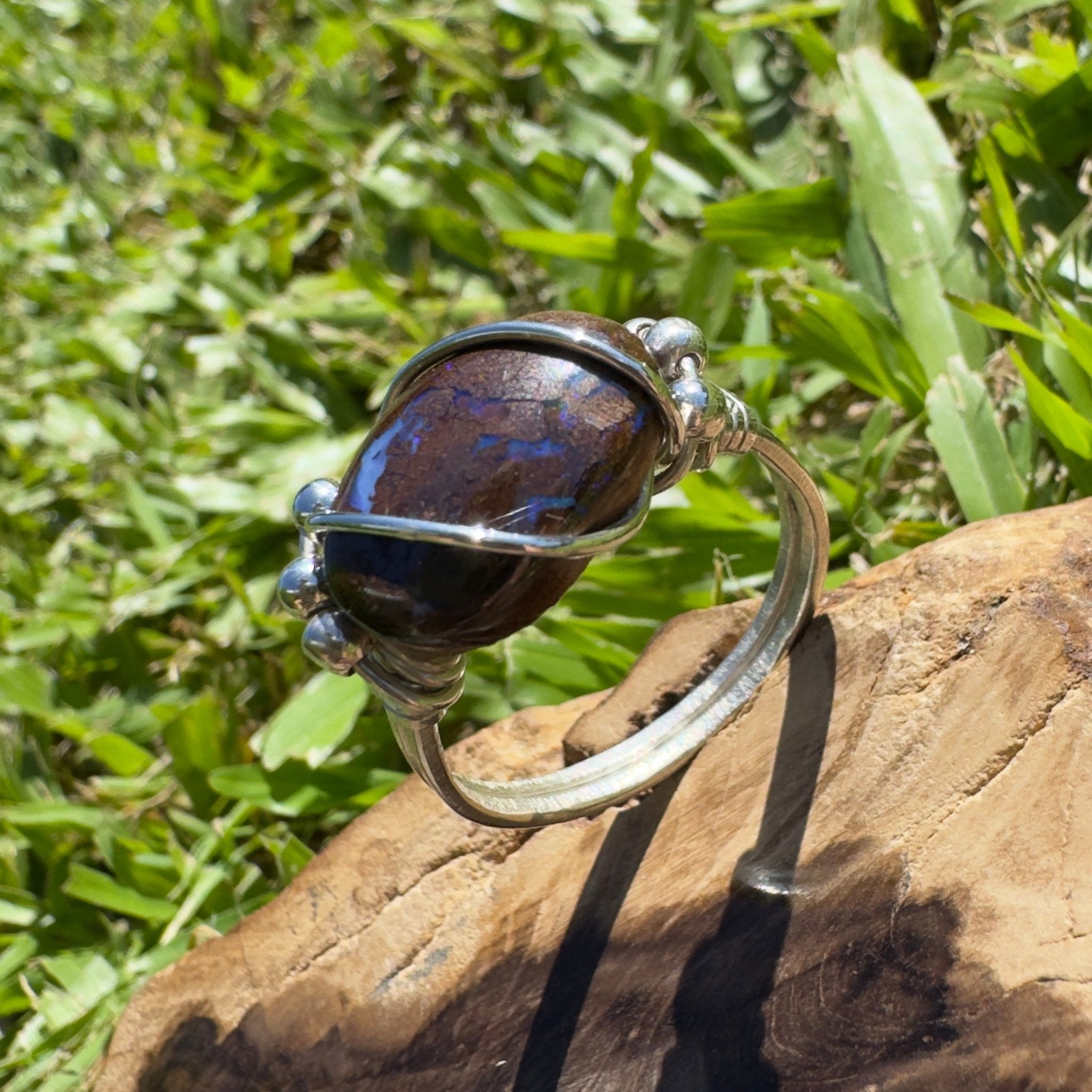 Earth Bind – 9.6ct Queensland Boulder Opal Ring