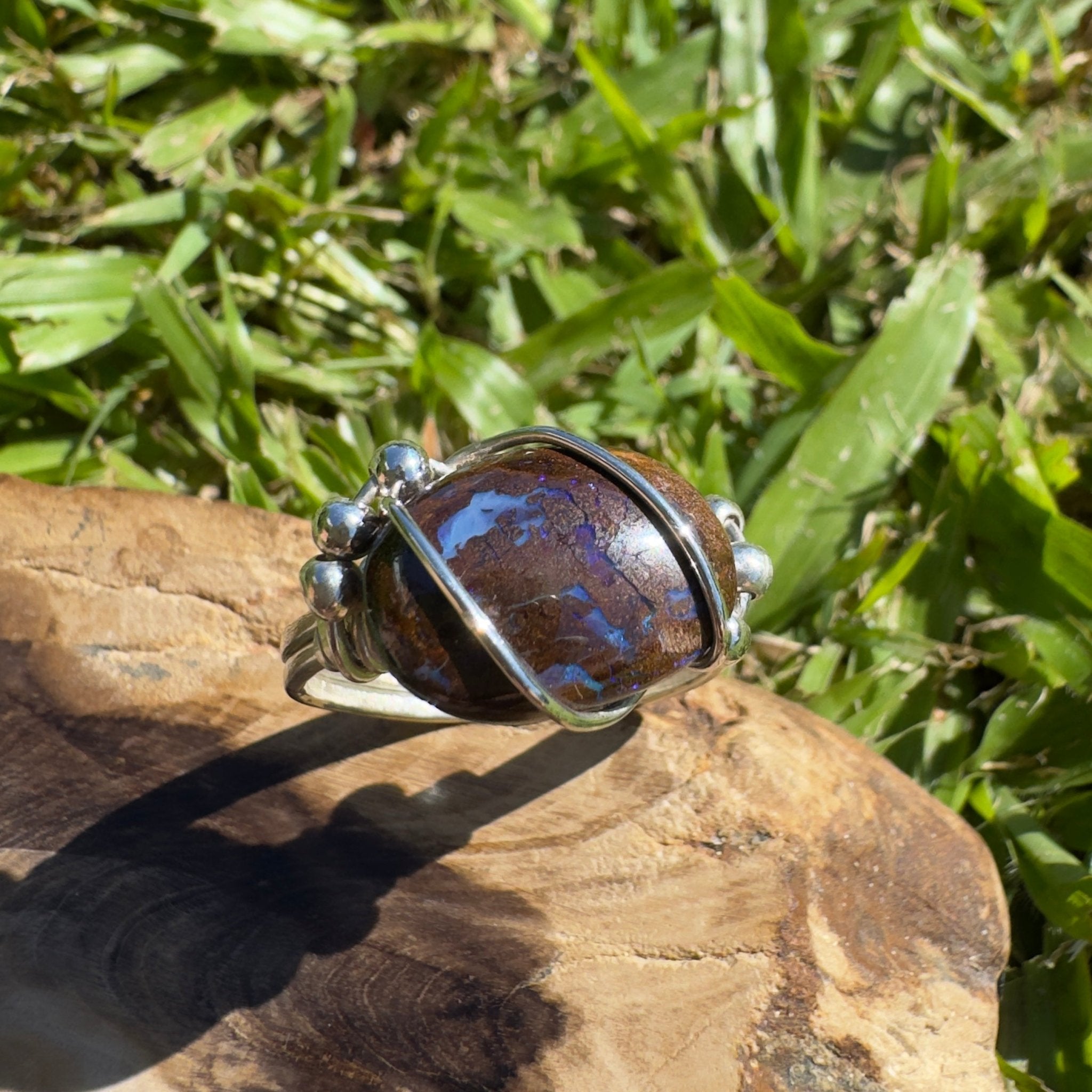 Earth Bind – 9.6ct Queensland Boulder Opal Ring