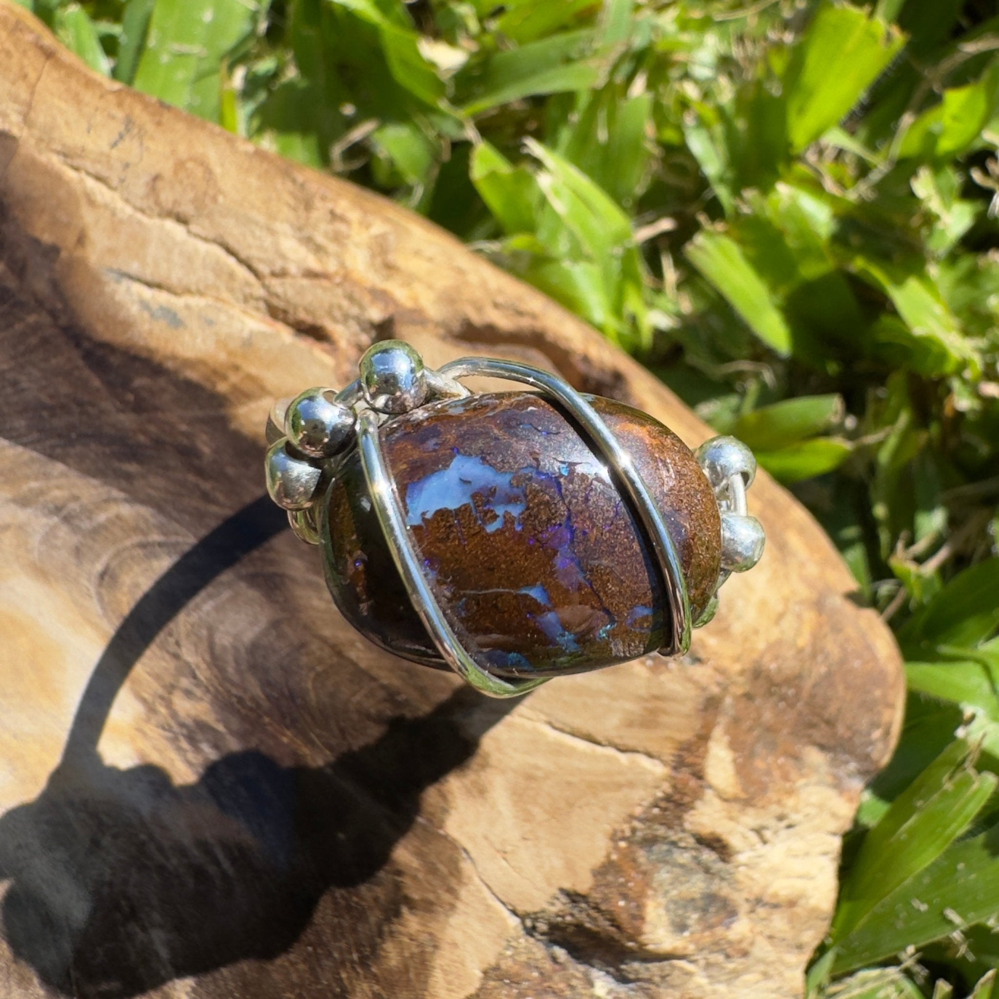 Earth Bind – 9.6ct Queensland Boulder Opal Ring