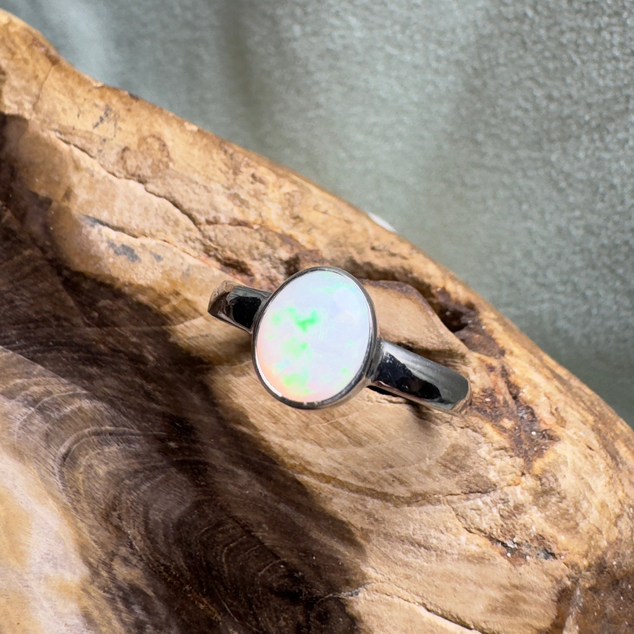 Esperance Archipelago Greens – Solid Lightning Ridge Opal 925 Sterling Silver Ring