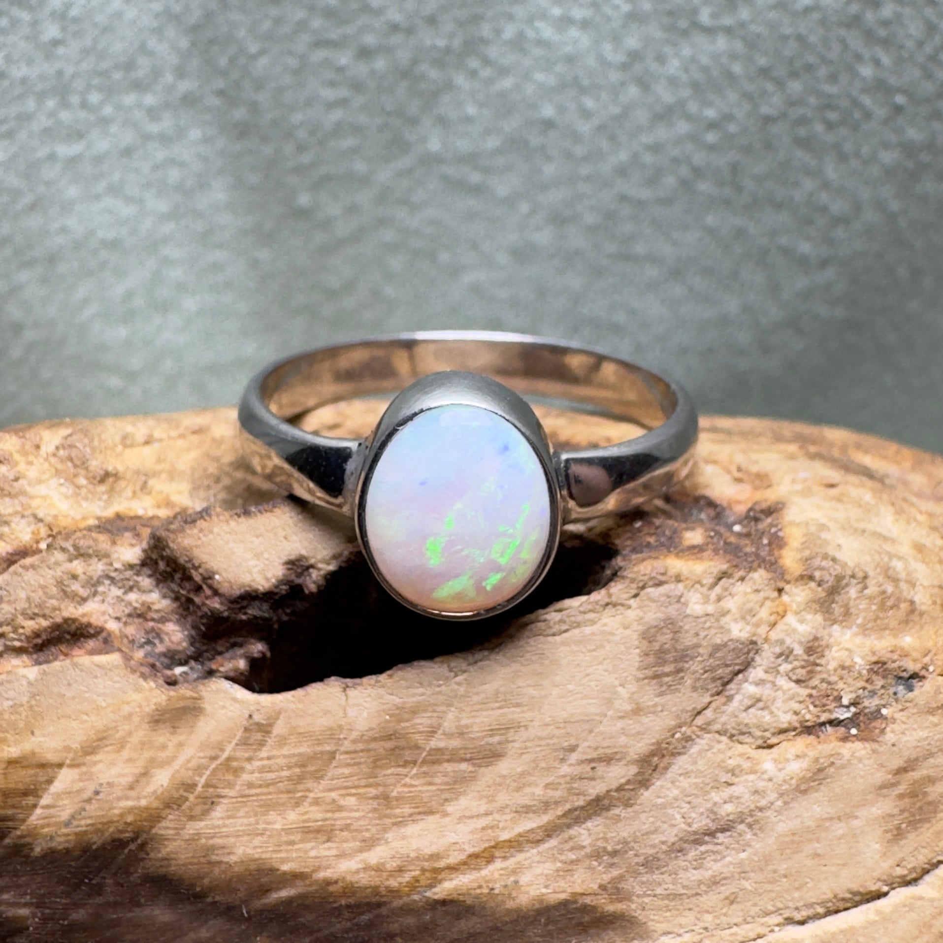 Esperance Archipelago Greens – Solid Lightning Ridge Opal 925 Sterling Silver Ring