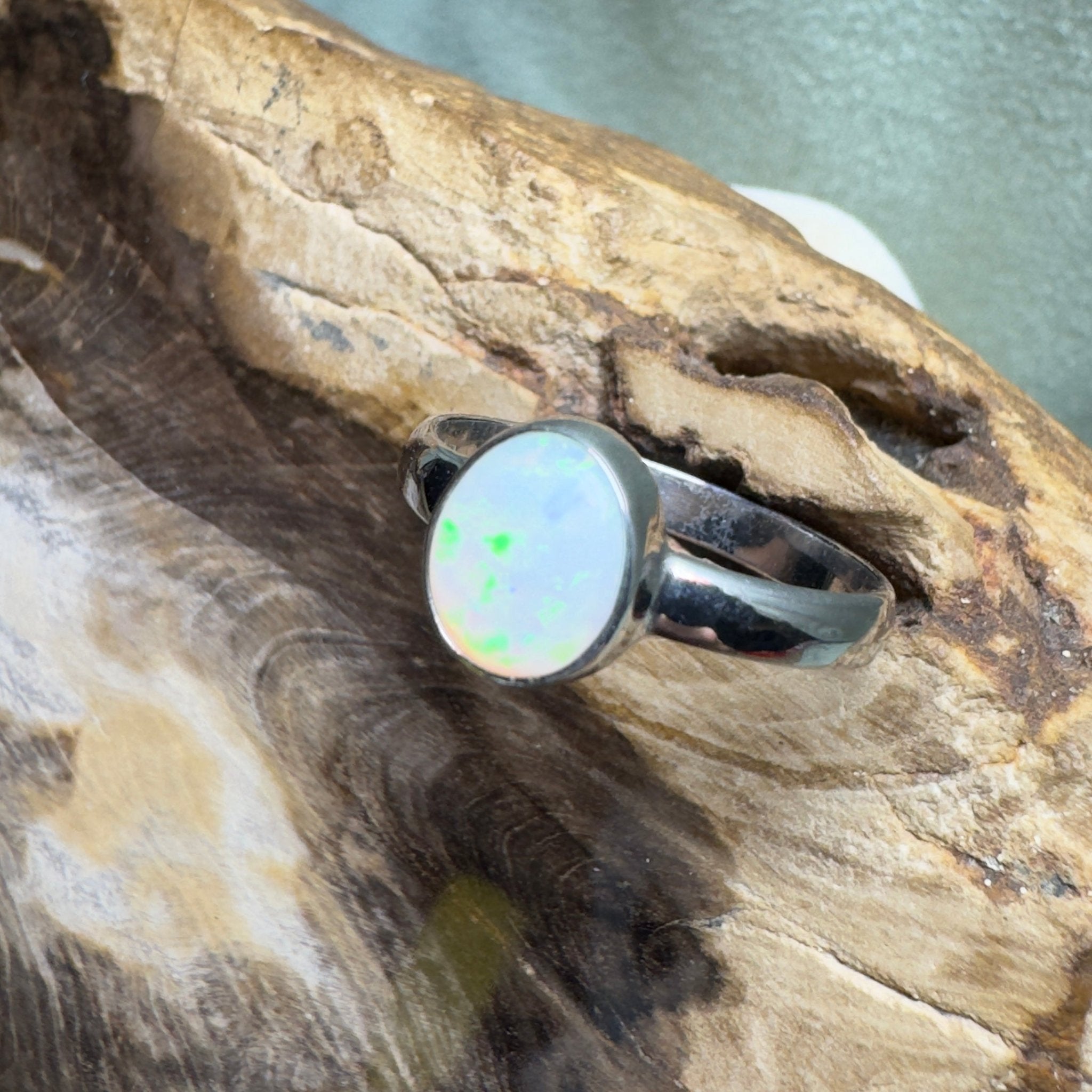 Esperance Archipelago Greens – Solid Lightning Ridge Opal 925 Sterling Silver Ring