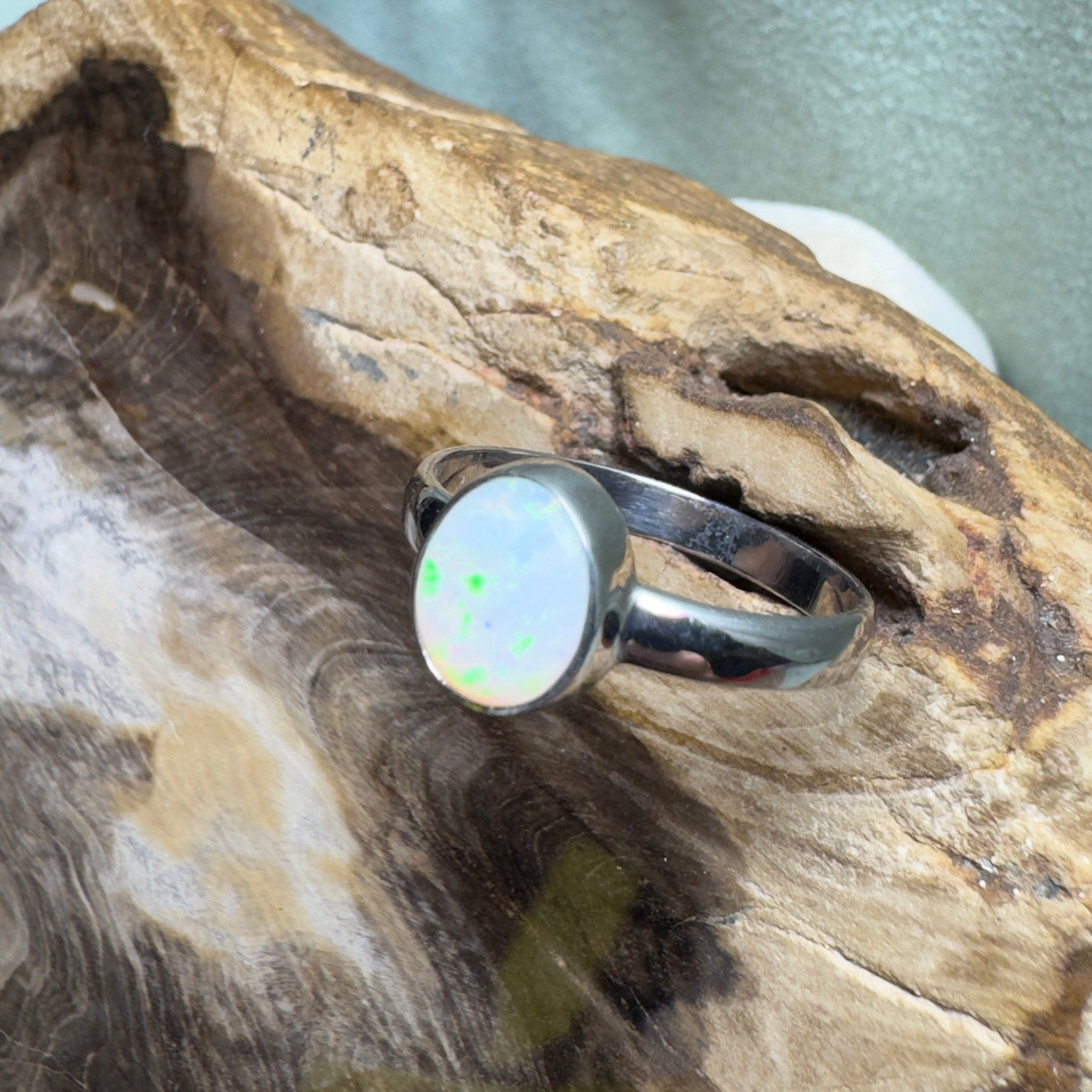 Esperance Archipelago Greens – Solid Lightning Ridge Opal 925 Sterling Silver Ring