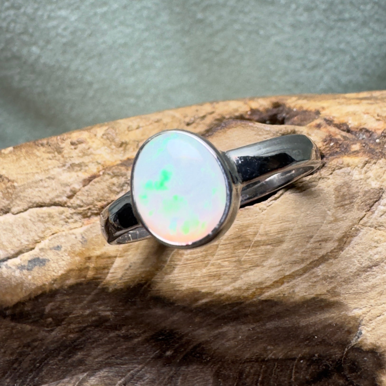 Esperance Archipelago Greens – Solid Lightning Ridge Opal 925 Sterling Silver Ring