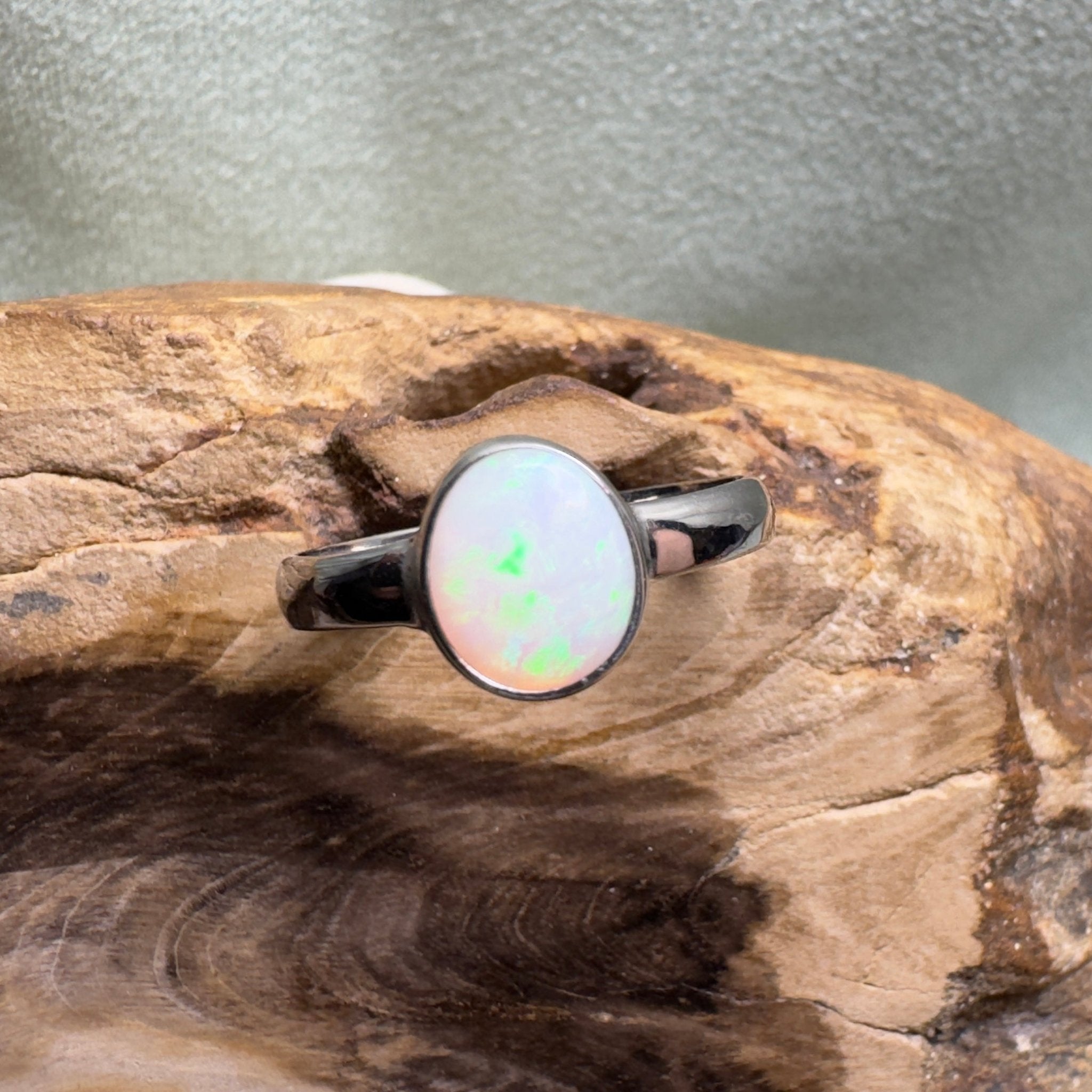 Esperance Archipelago Greens – Solid Lightning Ridge Opal 925 Sterling Silver Ring
