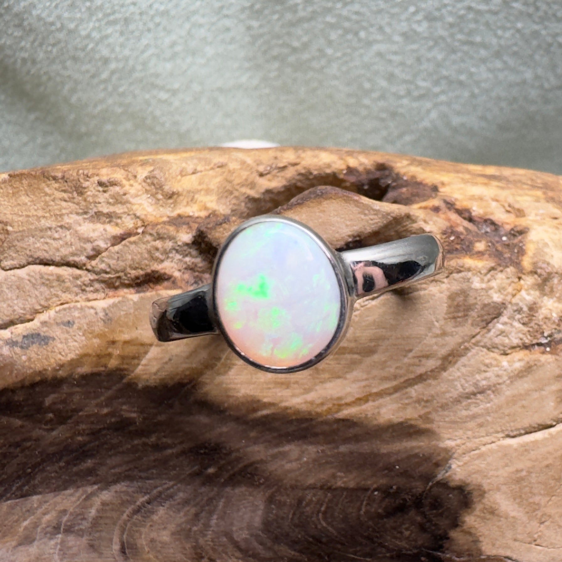 Esperance Archipelago Greens – Solid Lightning Ridge Opal 925 Sterling Silver Ring