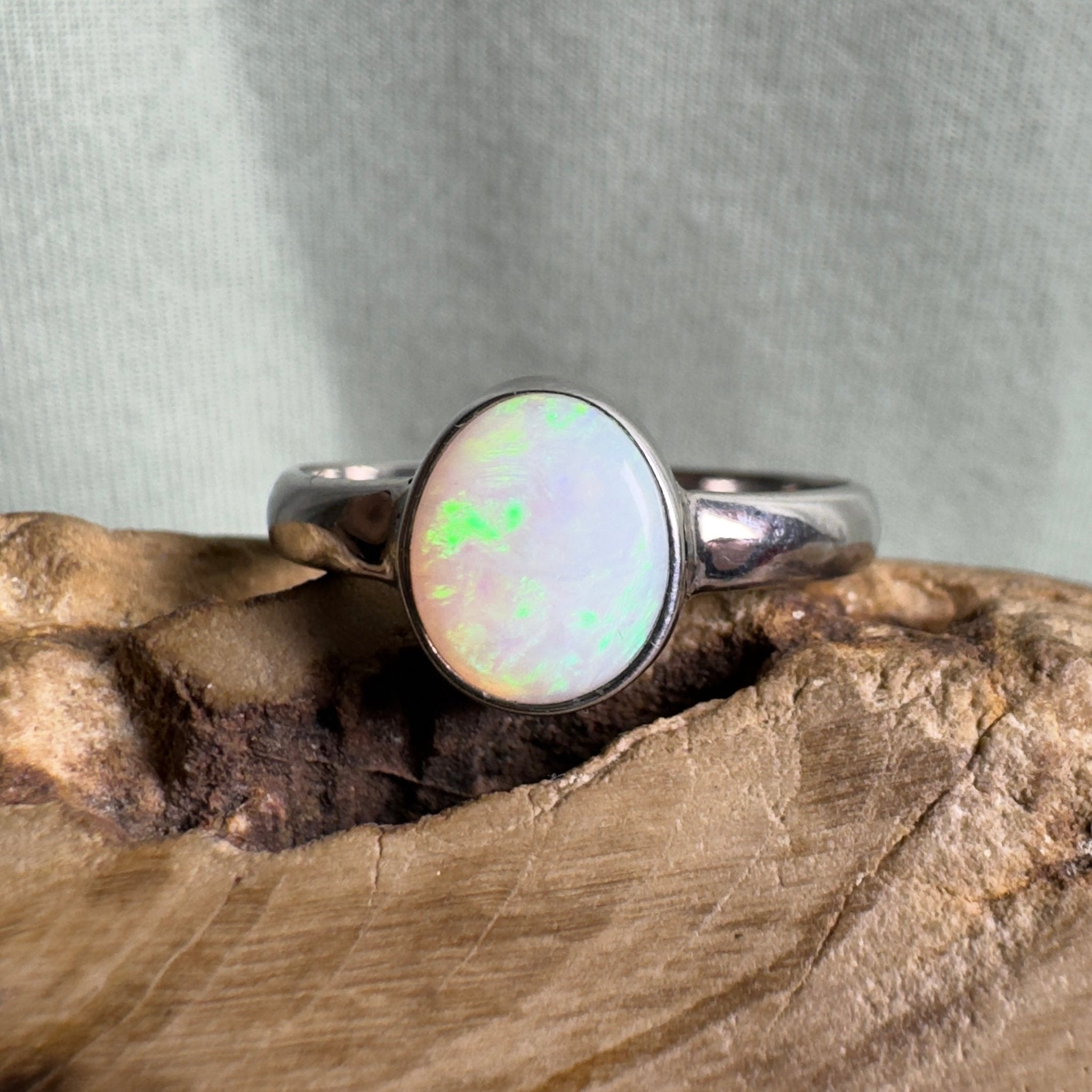 Esperance Archipelago Greens – Solid Lightning Ridge Opal 925 Sterling Silver Ring