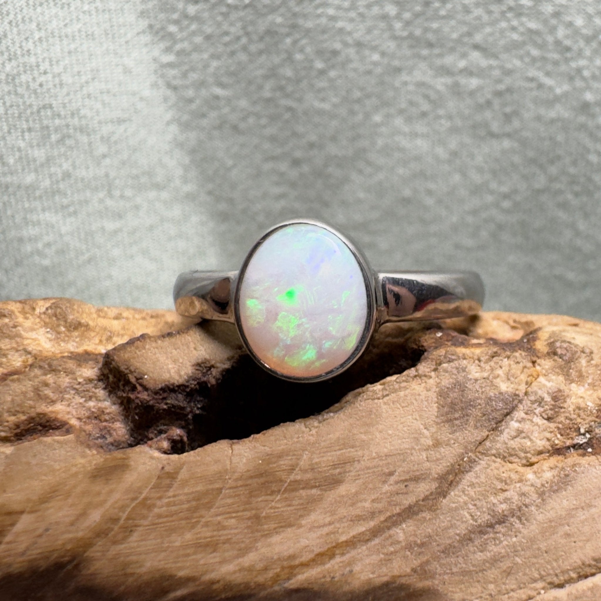 Esperance Archipelago Greens – Solid Lightning Ridge Opal 925 Sterling Silver Ring