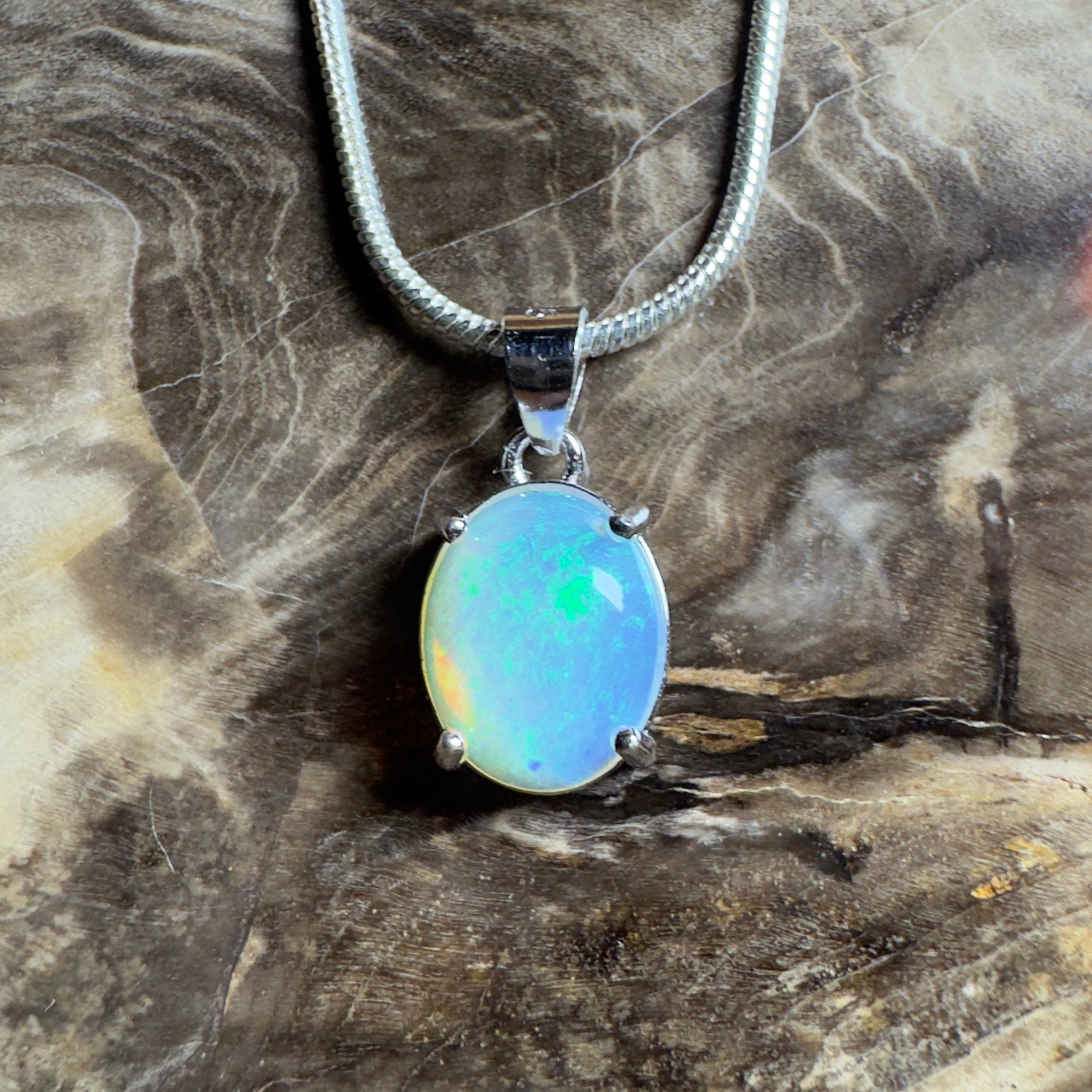 Esperance Azure ~ 1.2ct Lightning Ridge Crystal Opal 925 Silver Pendant