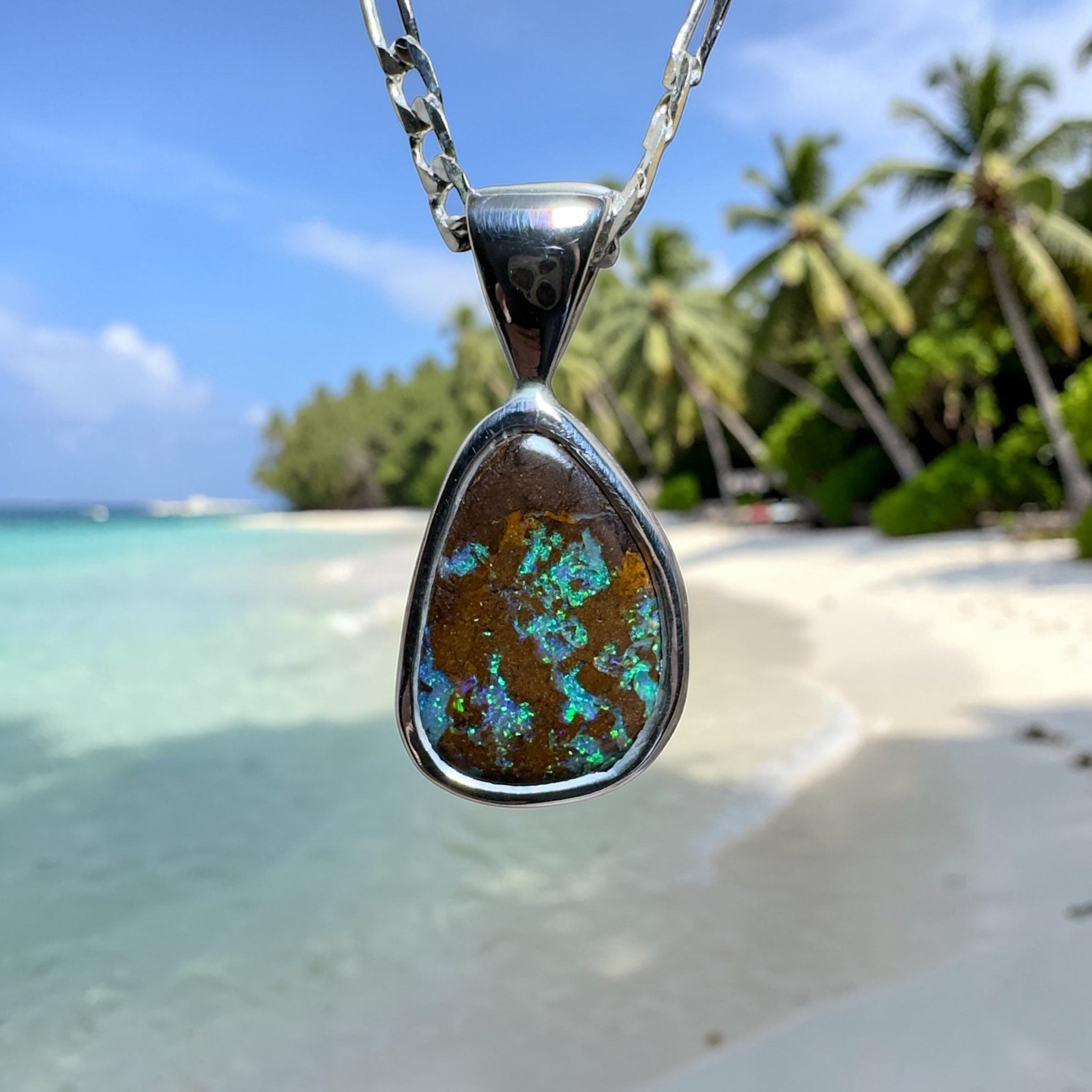 Esperance Elation ~ Queensland Boulder Opal 925 Sterling Silver Pendant Necklace