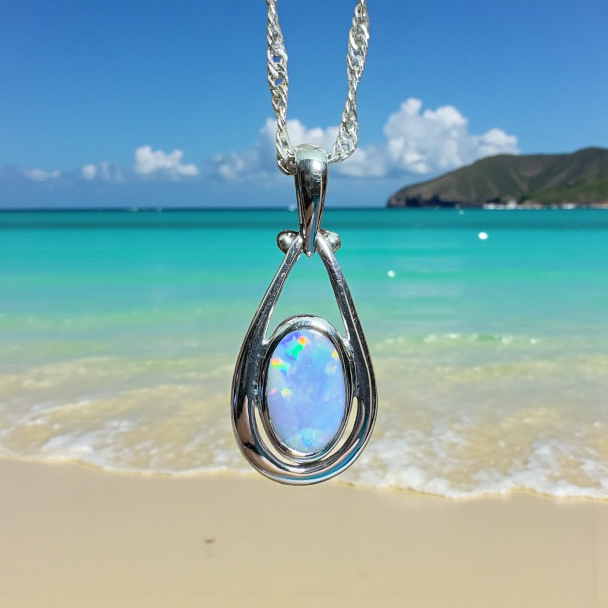 Esperance Twilight Line ~ 1.6ct Lightning Ridge Semi Black Opal 925 Silver Pendant