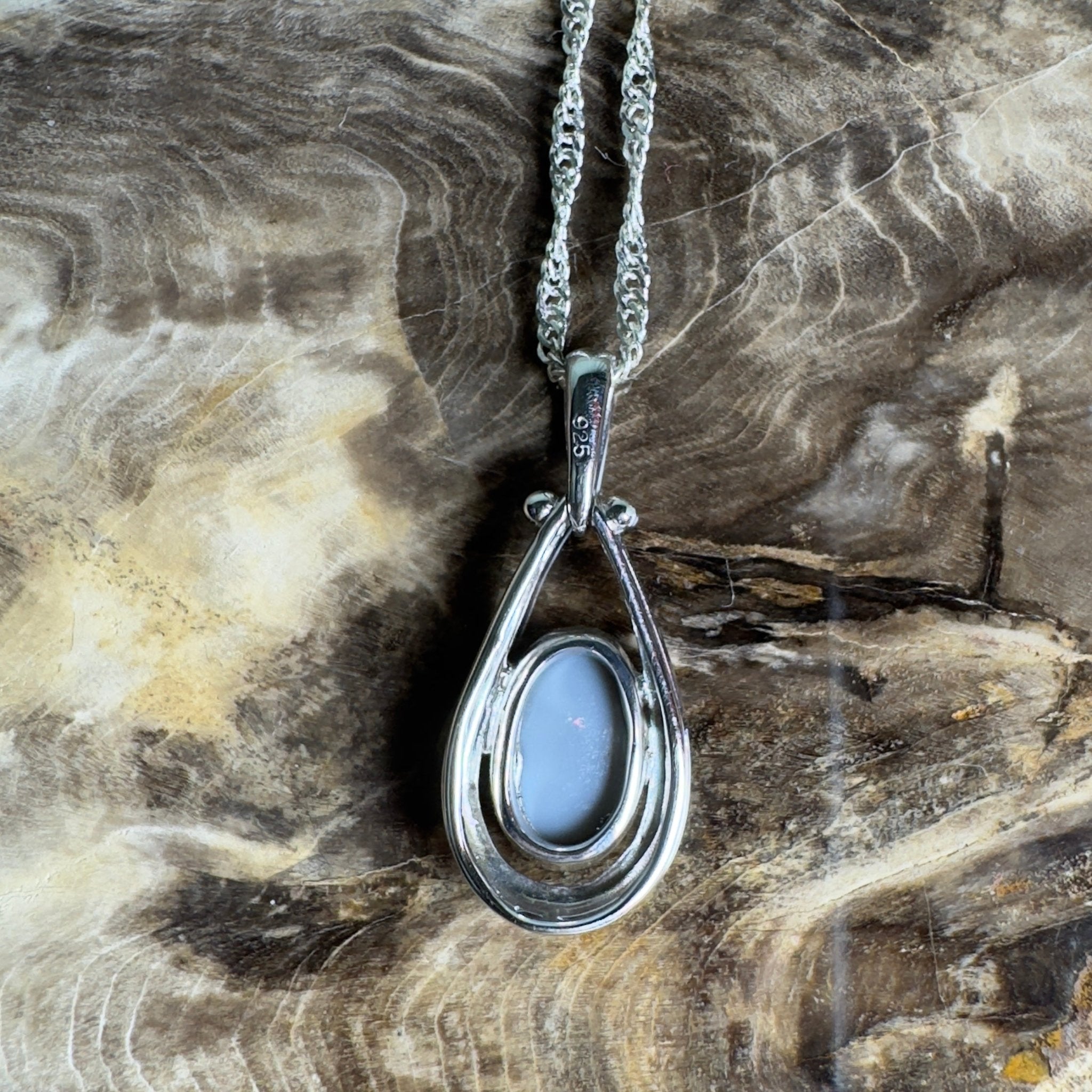 Esperance Twilight Line ~ 1.6ct Lightning Ridge Semi Black Opal 925 Silver Pendant