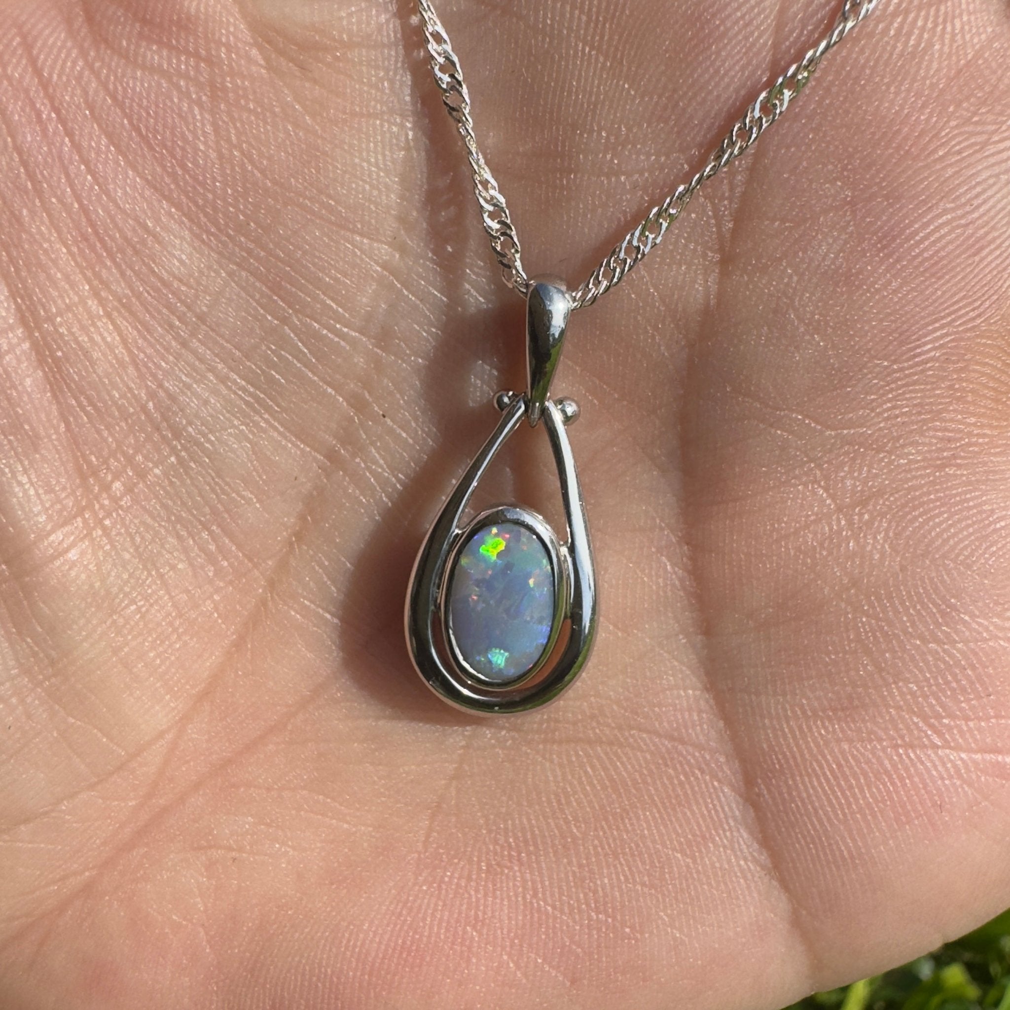Esperance Twilight Line ~ 1.6ct Lightning Ridge Semi Black Opal 925 Silver Pendant