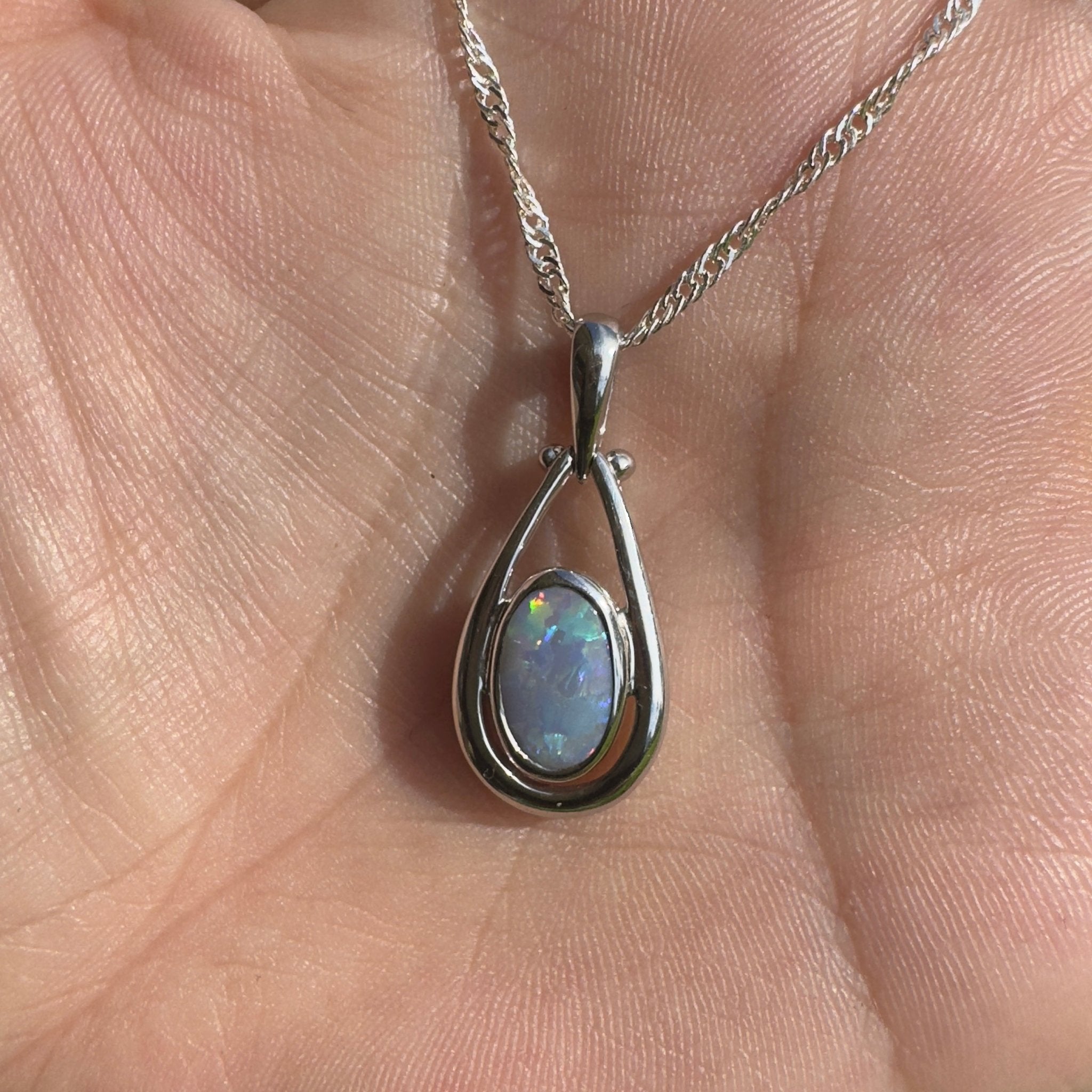 Esperance Twilight Line ~ 1.6ct Lightning Ridge Semi Black Opal 925 Silver Pendant