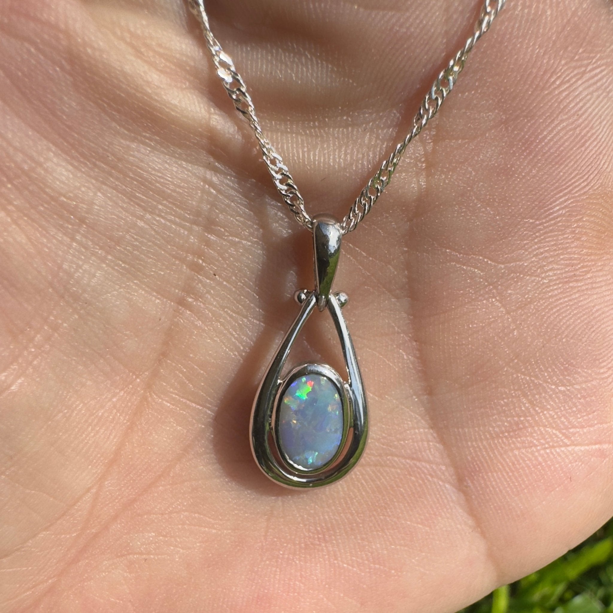 Esperance Twilight Line ~ 1.6ct Lightning Ridge Semi Black Opal 925 Silver Pendant
