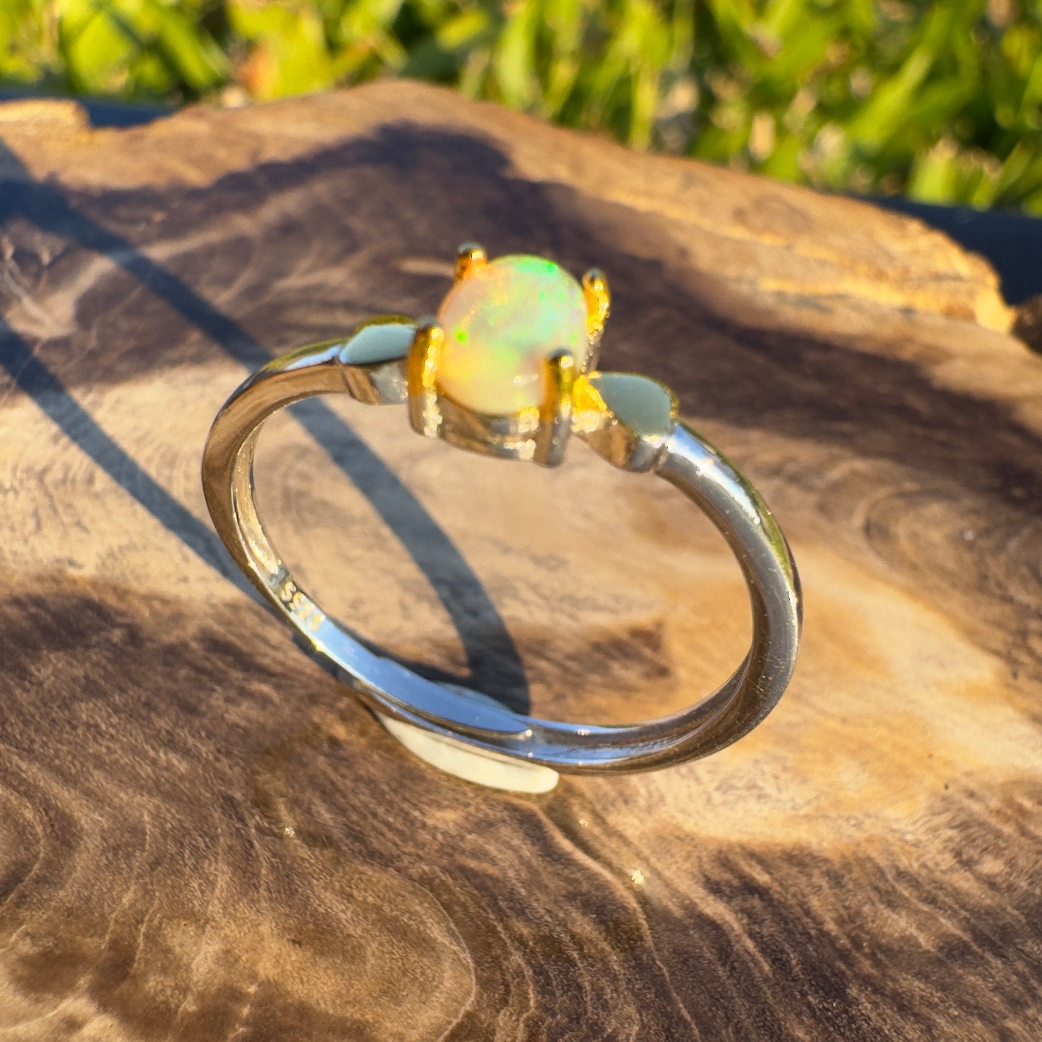 Eucalyptus Glow ~ Handcrafted 0.6ct Coober Pedy Opal Ring