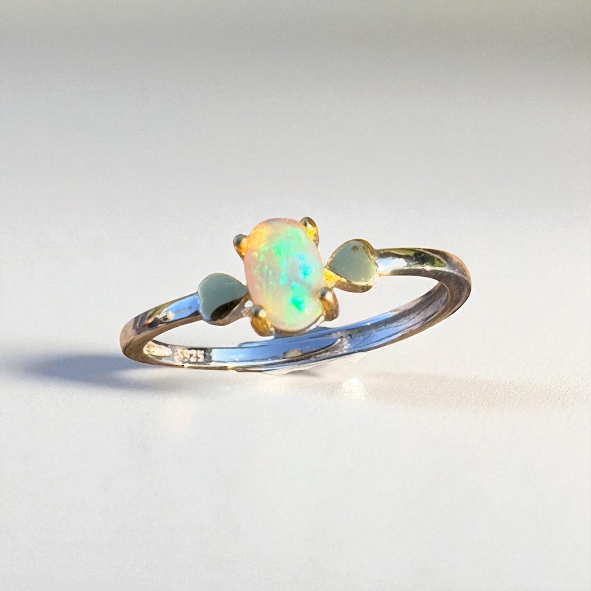 Eucalyptus Glow ~ Handcrafted 0.6ct Coober Pedy Opal Ring