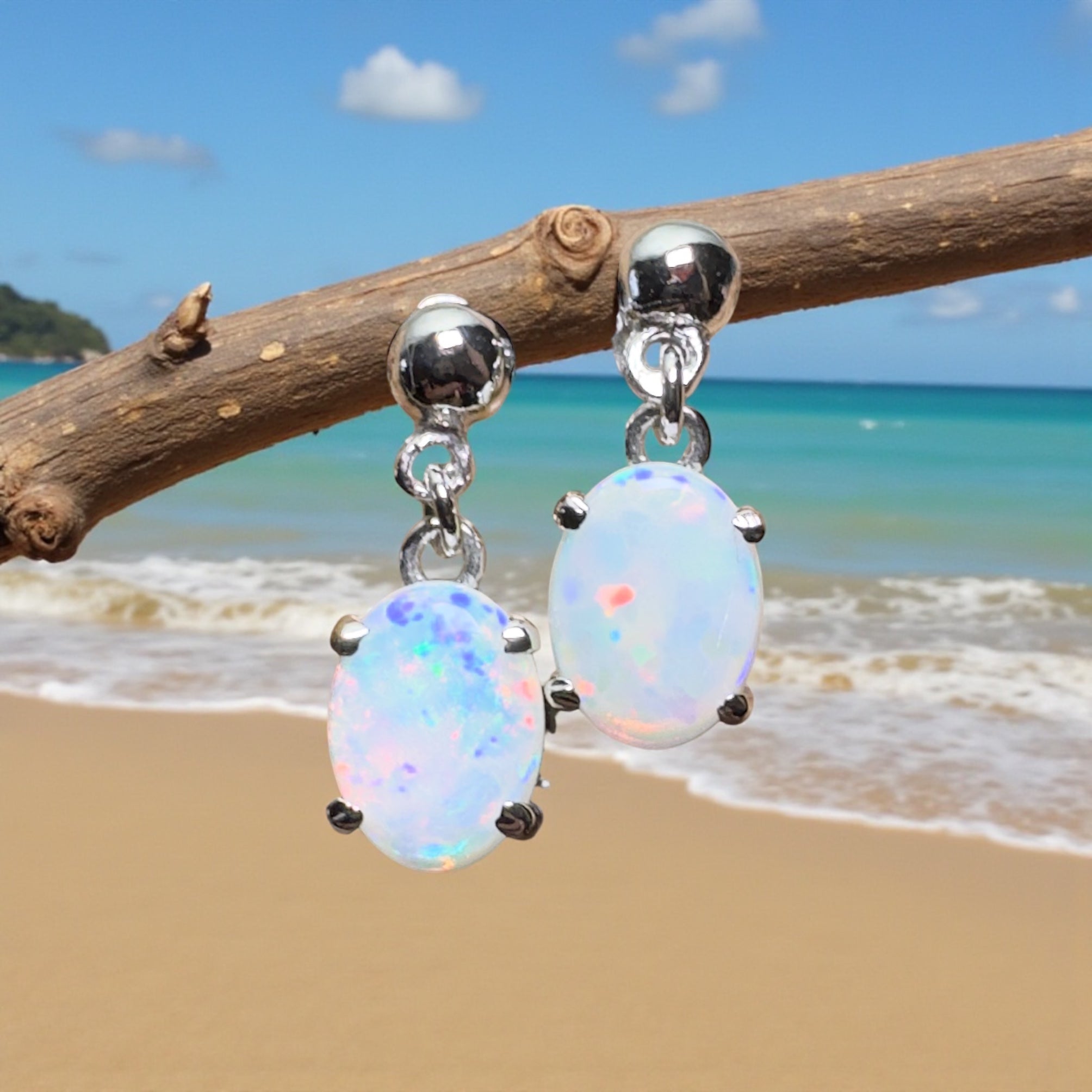 Far North Gleam - 1.8ct Coober Pedy Opal 925 Silver Earrings