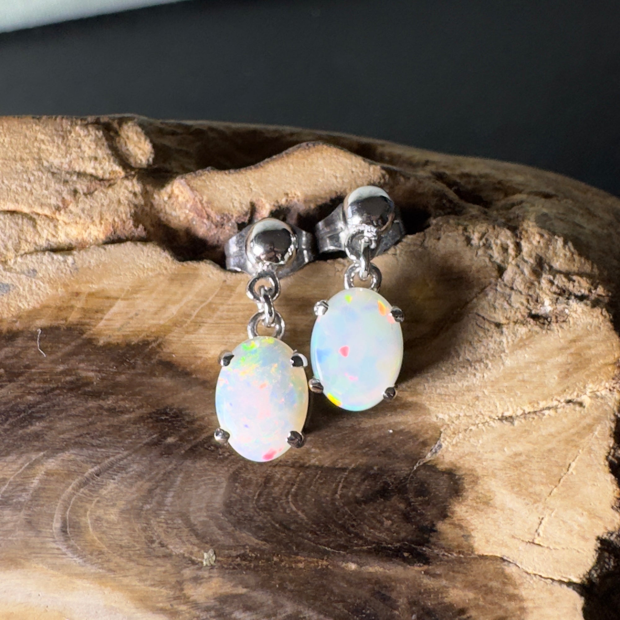 Far North Gleam - 1.8ct Coober Pedy Opal 925 Silver Earrings