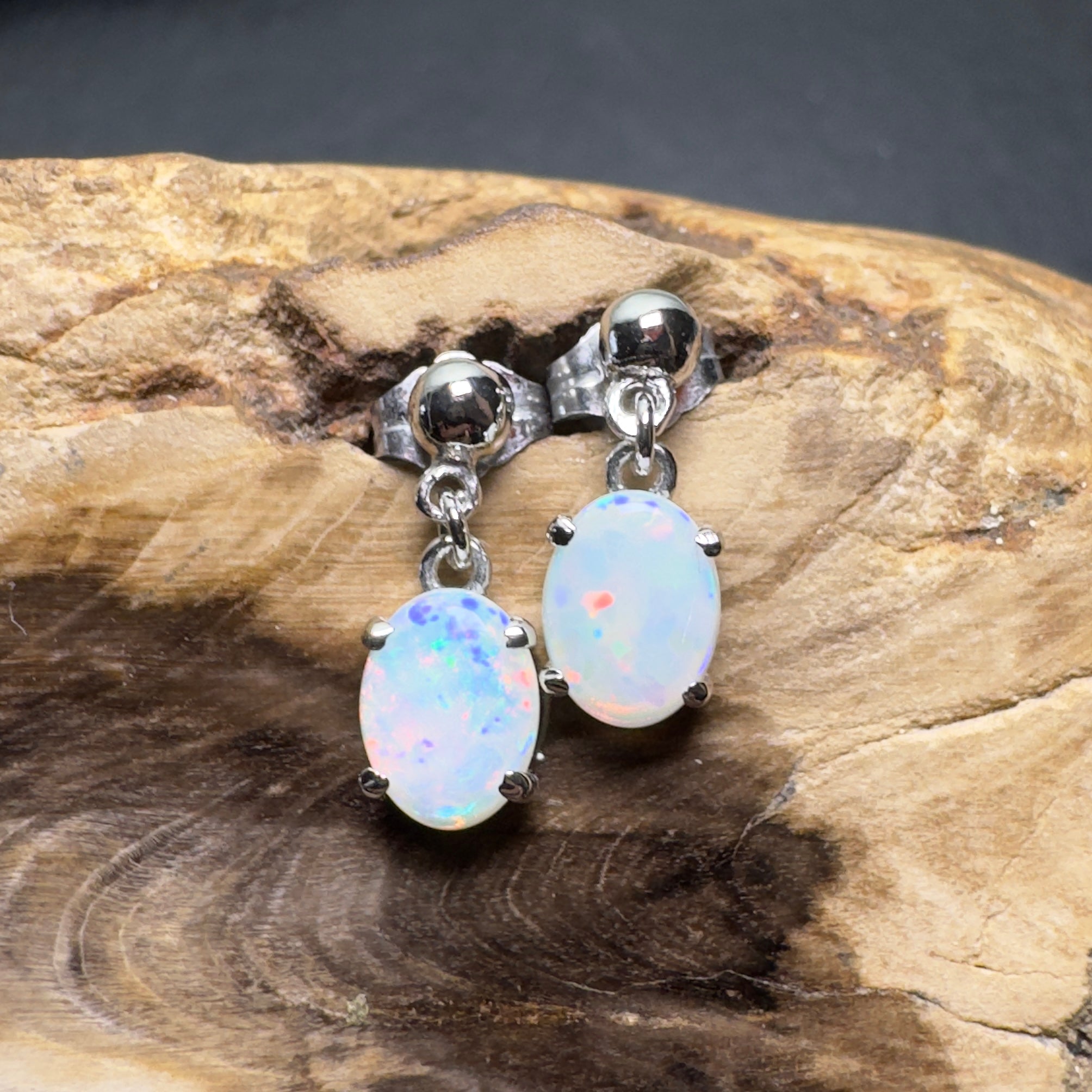 Far North Gleam - 1.8ct Coober Pedy Opal 925 Silver Earrings
