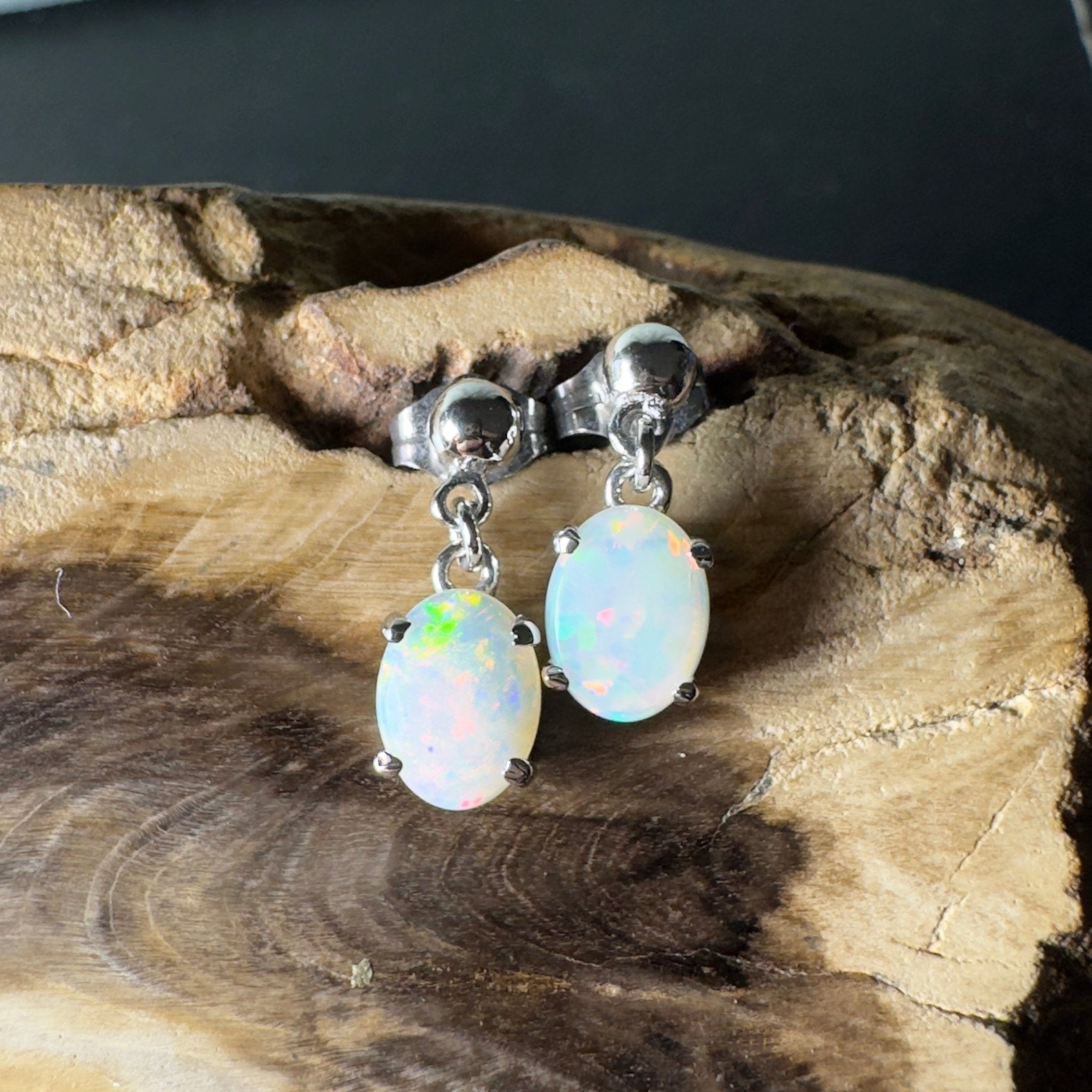 Far North Gleam - 1.8ct Coober Pedy Opal 925 Silver Earrings
