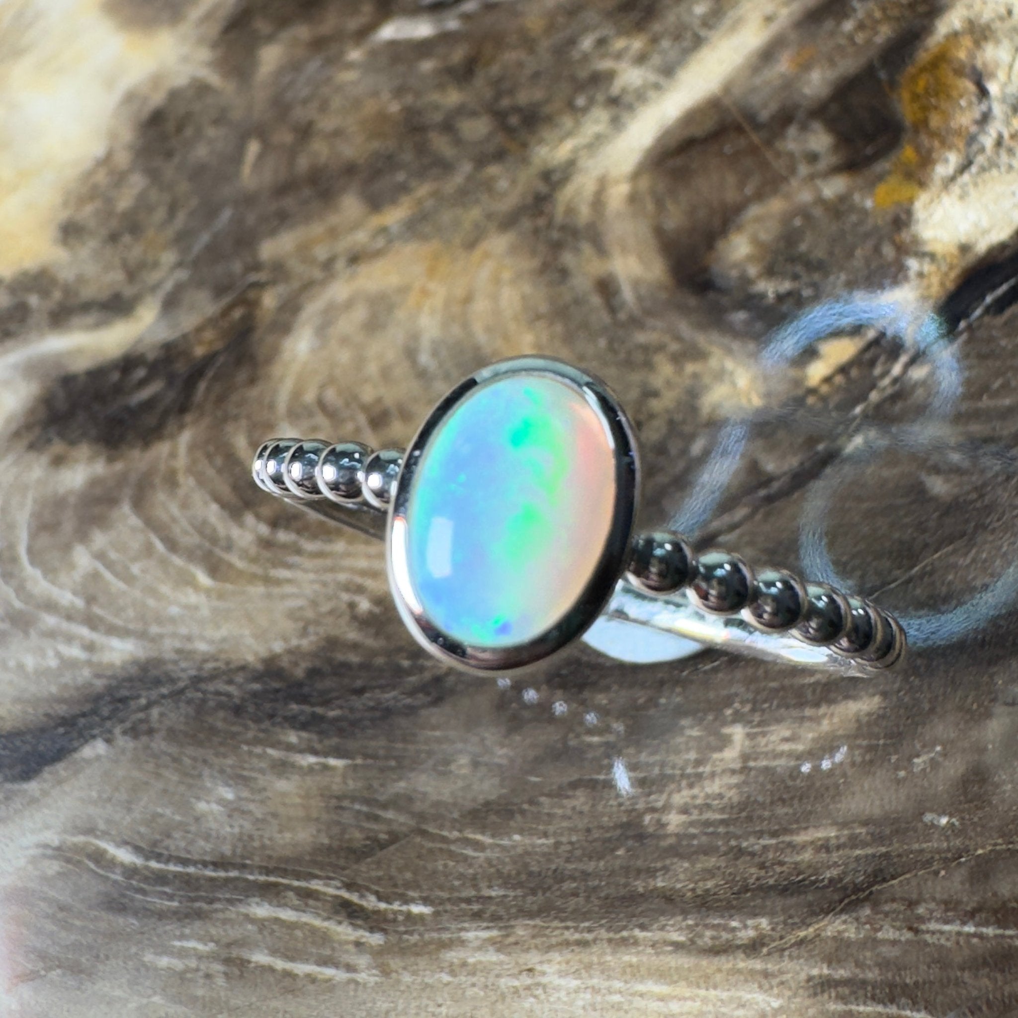 Far North Opaline ~ 0.5ct Solid Coober Pedy Opal 925 Silver Ring