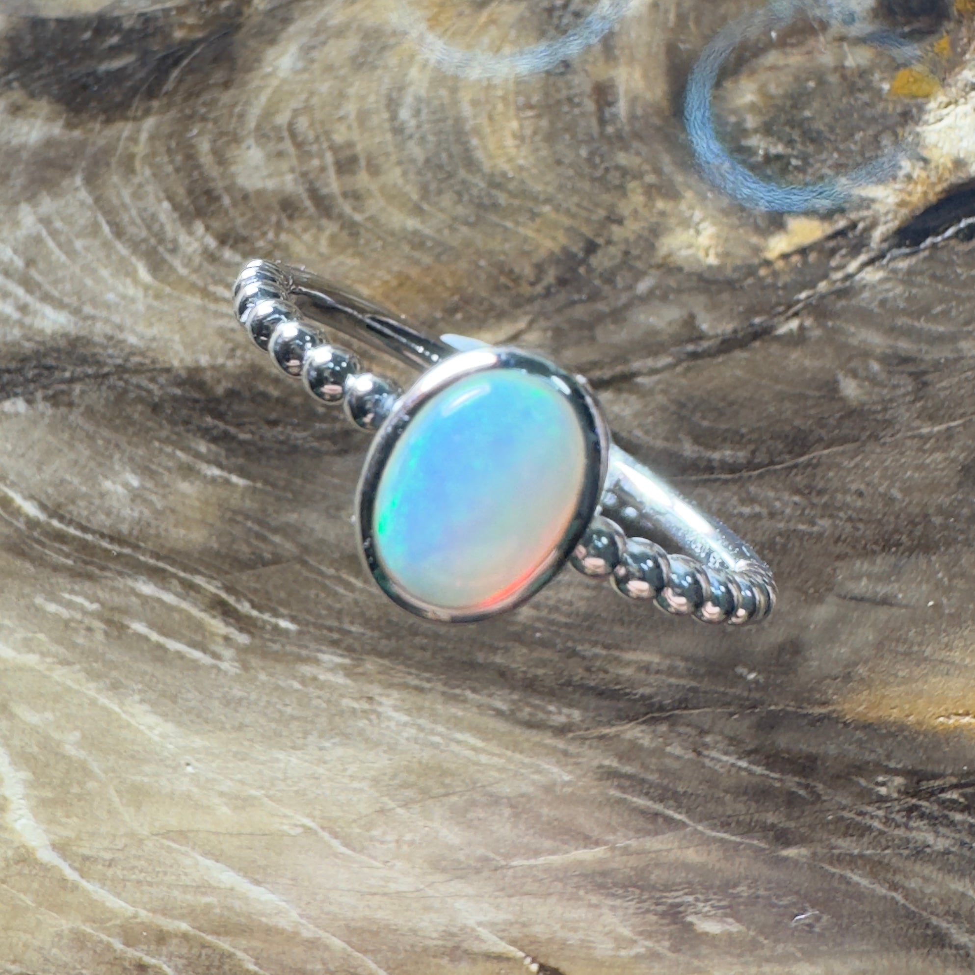 Far North Opaline ~ 0.5ct Solid Coober Pedy Opal 925 Silver Ring