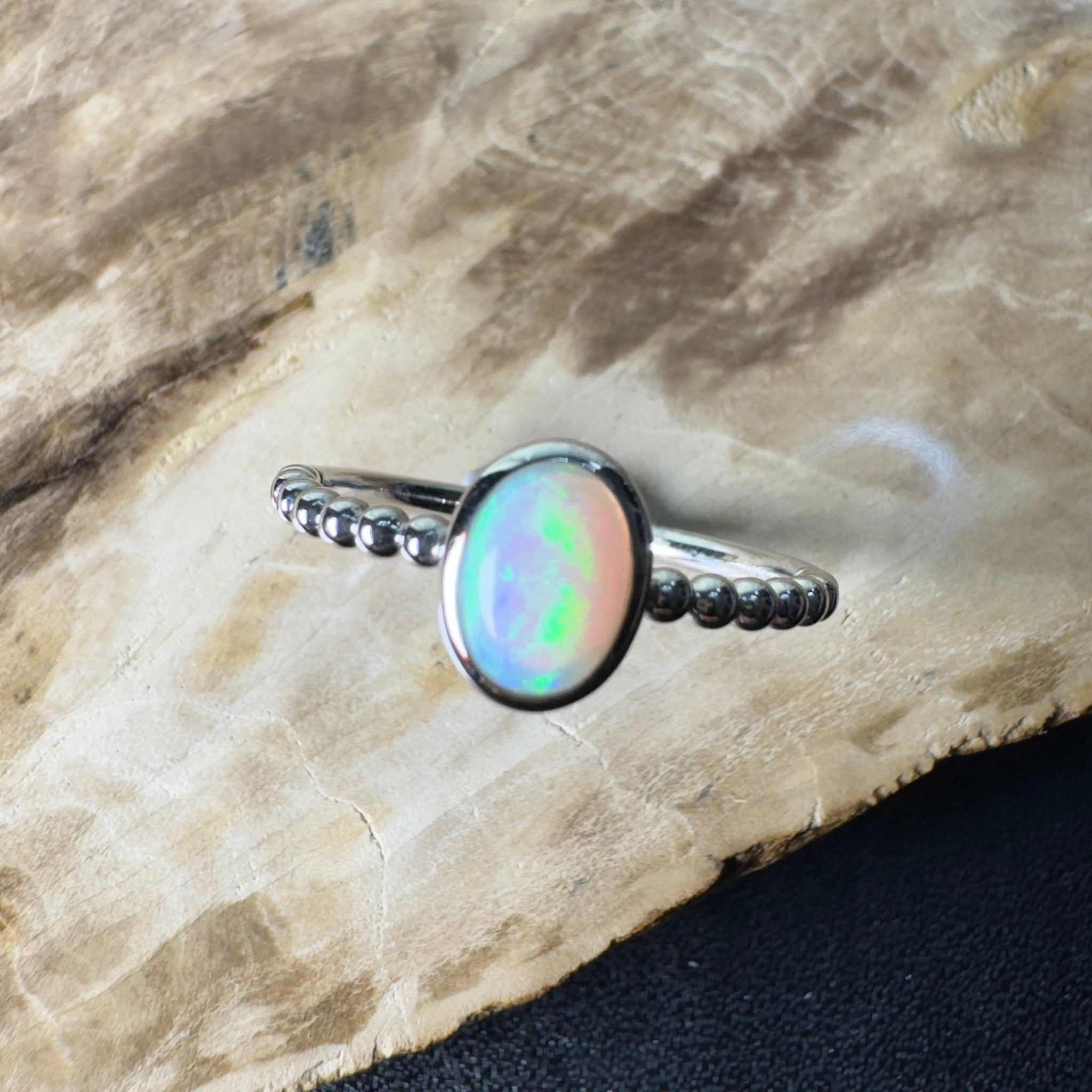 Far North Opaline ~ 0.5ct Solid Coober Pedy Opal 925 Silver Ring