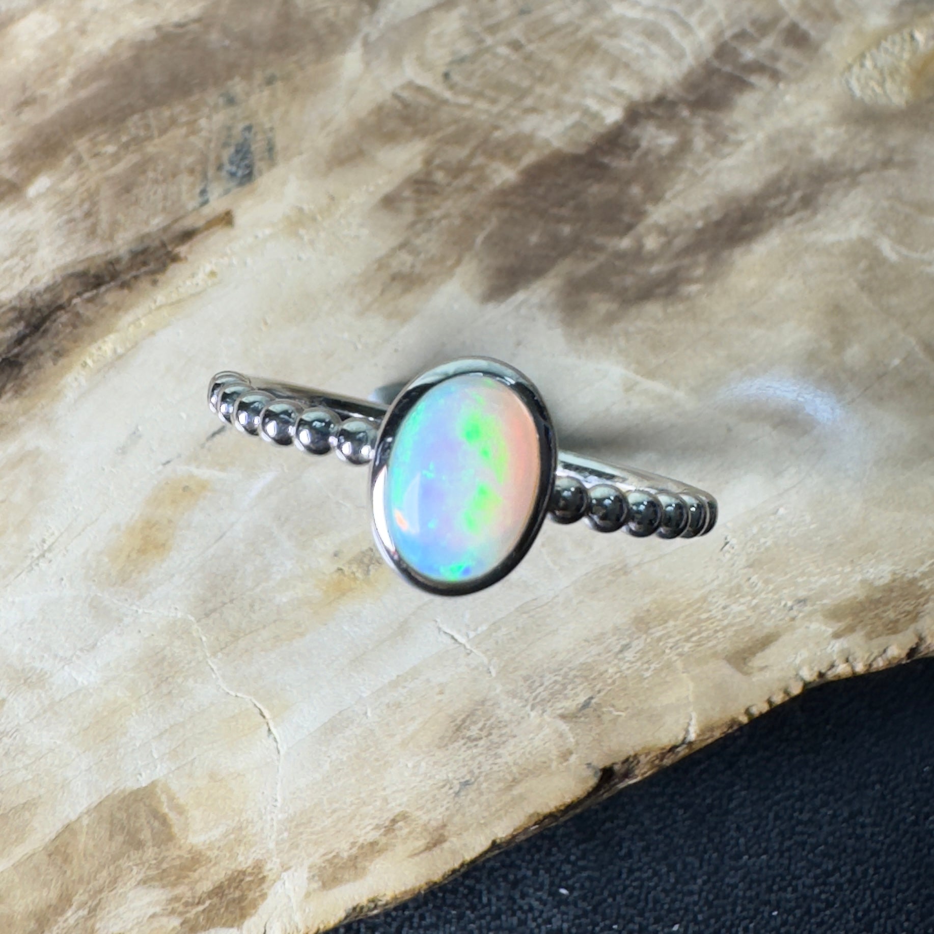 Far North Opaline ~ 0.5ct Solid Coober Pedy Opal 925 Silver Ring