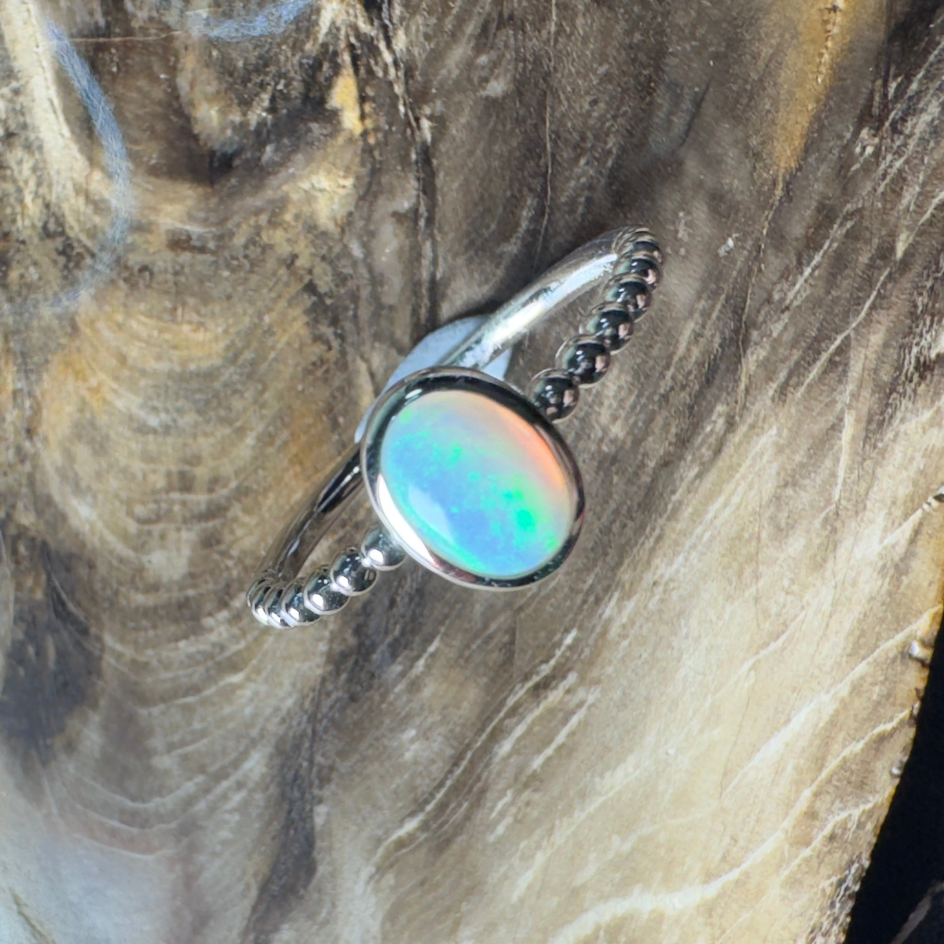 Far North Opaline ~ 0.5ct Solid Coober Pedy Opal 925 Silver Ring