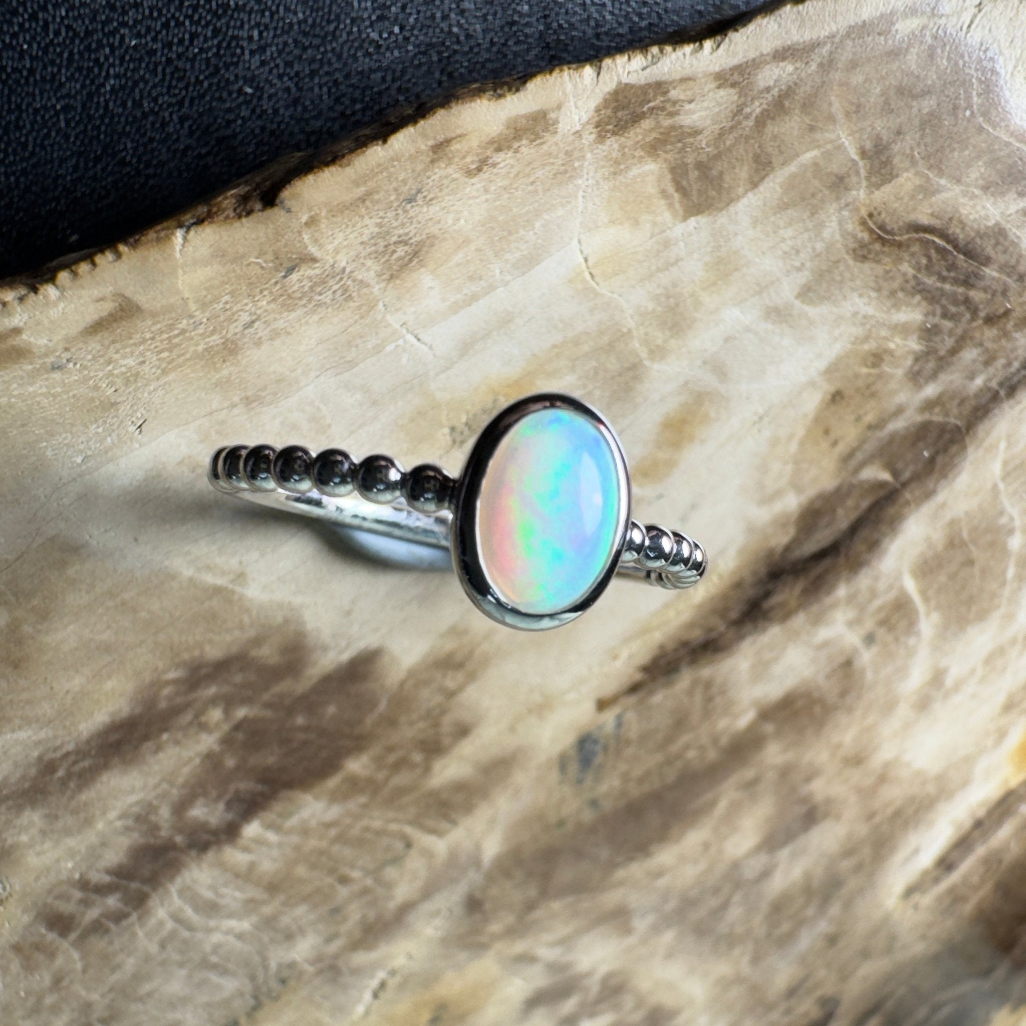 Far North Opaline ~ 0.5ct Solid Coober Pedy Opal 925 Silver Ring