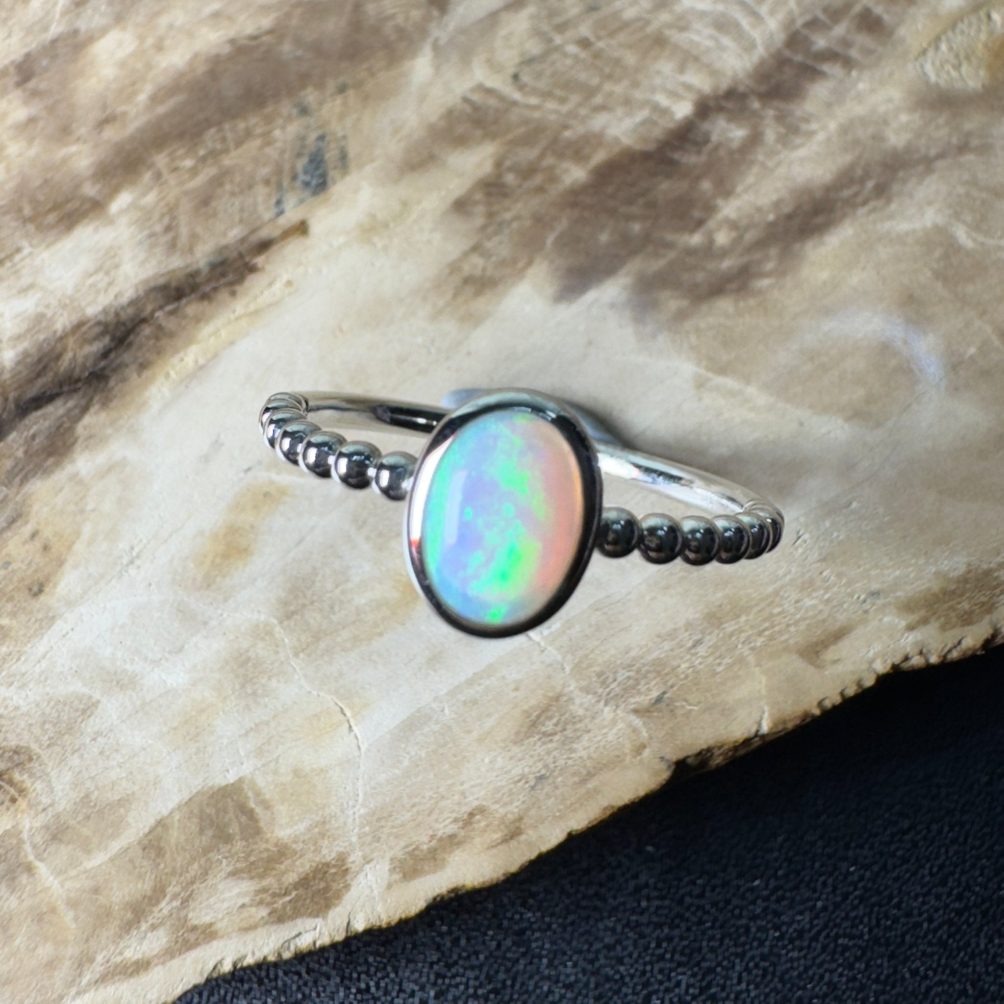 Far North Opaline ~ 0.5ct Solid Coober Pedy Opal 925 Silver Ring