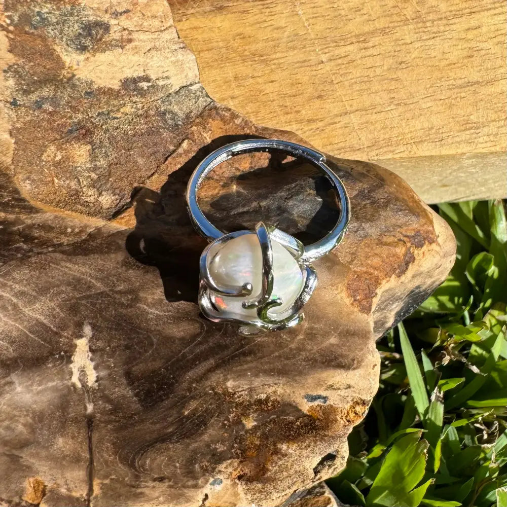 ’Fire Opal Essence’ ~ Handcrafted 3.9ct Solid Lightning Ridge Opal 925 Sterling Silver Ring