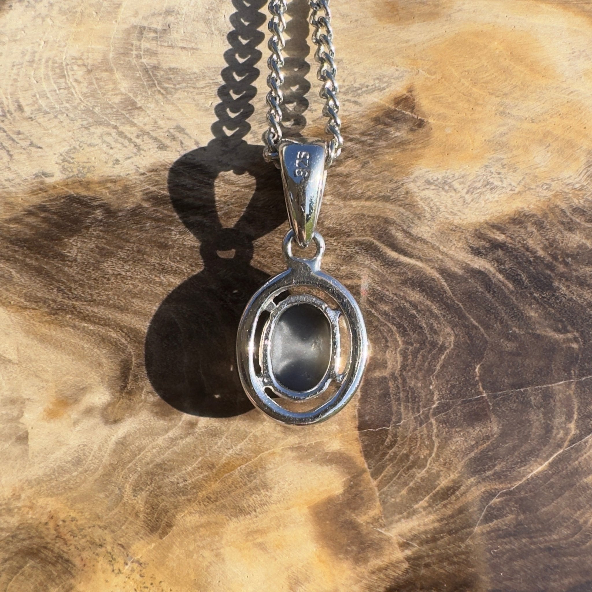 Flinders Nightfire ~ 0.9ct Lightning Ridge Semi Black Opal 925 Silver Pendant