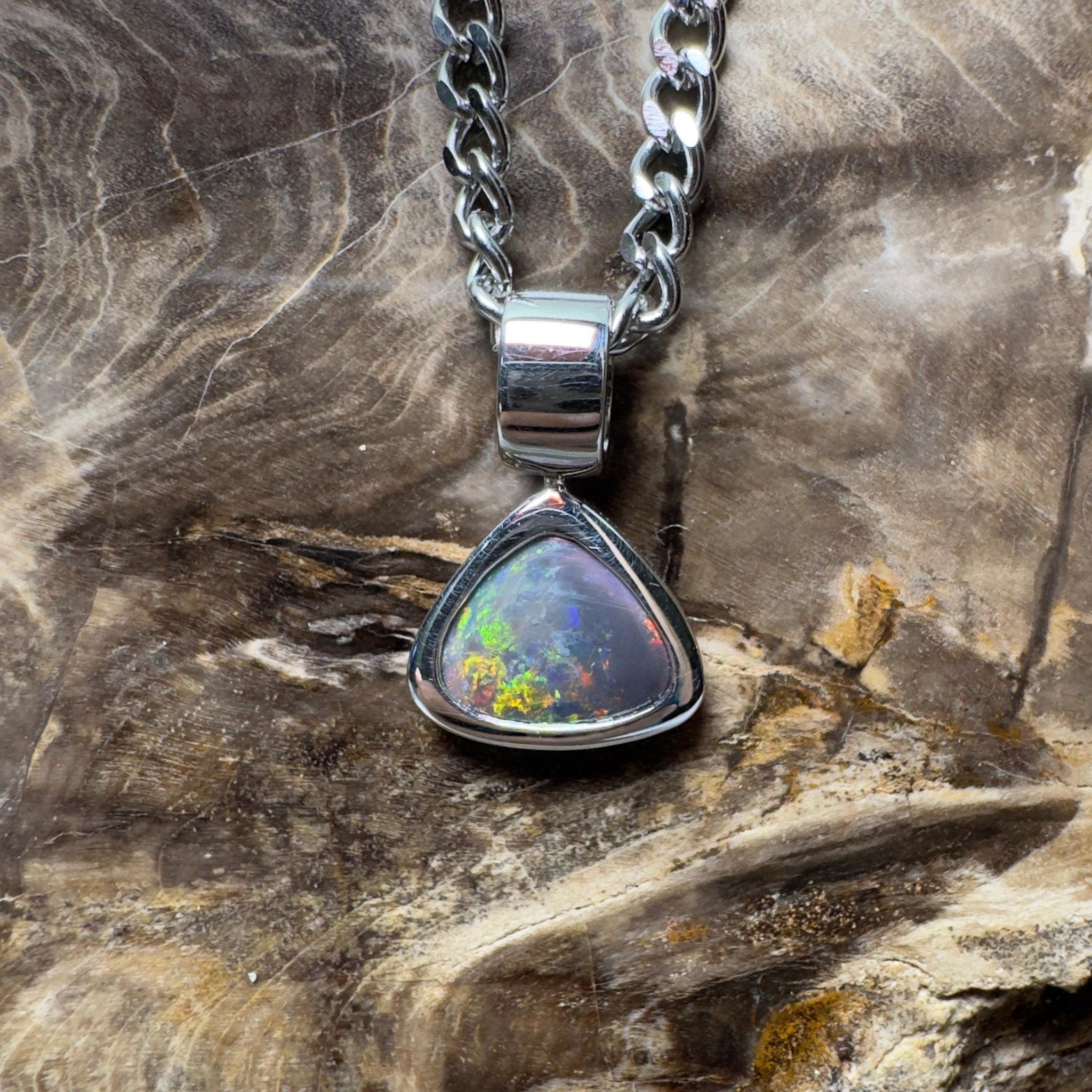 Flinders Nocturne ~ 1.3ct Lightning Ridge Black Opal 925 Silver Pendant