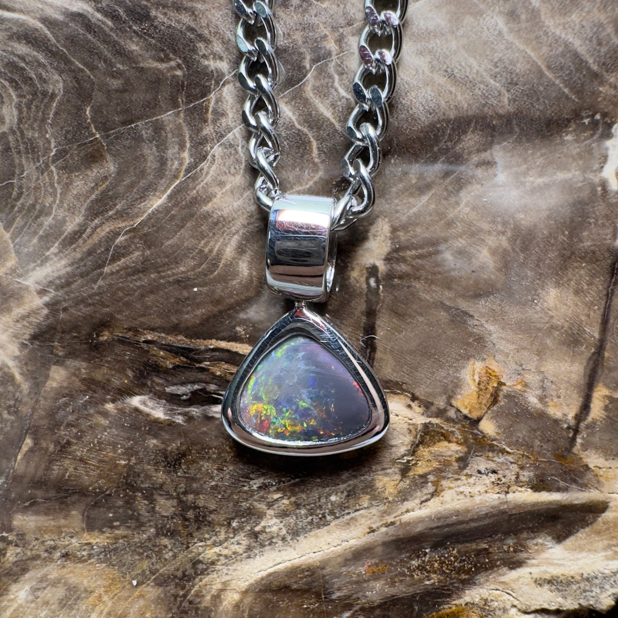 Flinders Nocturne ~ 1.3ct Lightning Ridge Black Opal 925 Silver Pendant